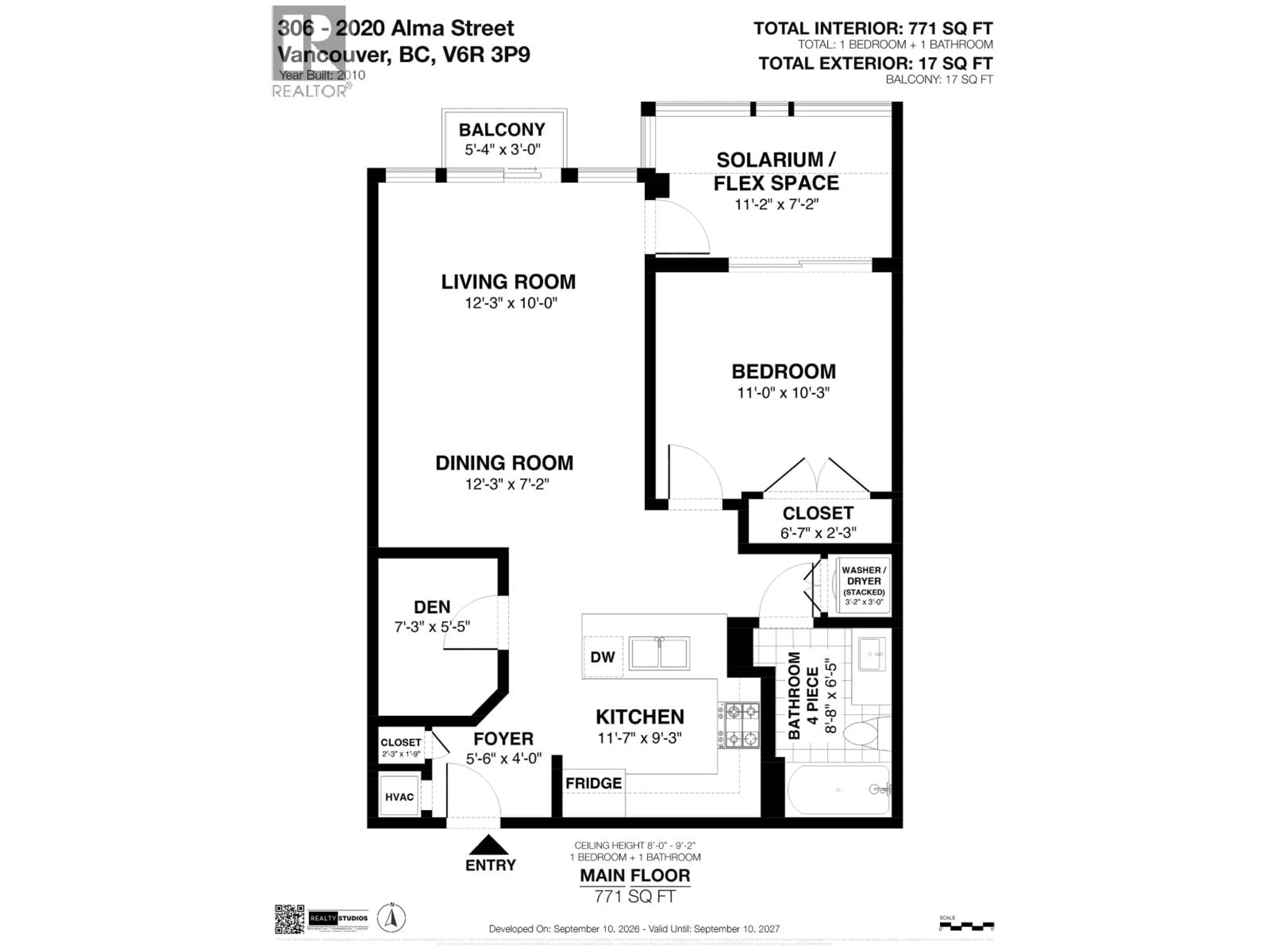 Floor plan for 306 - 2020 ALMA STREET, Vancouver British Columbia V6R3P9