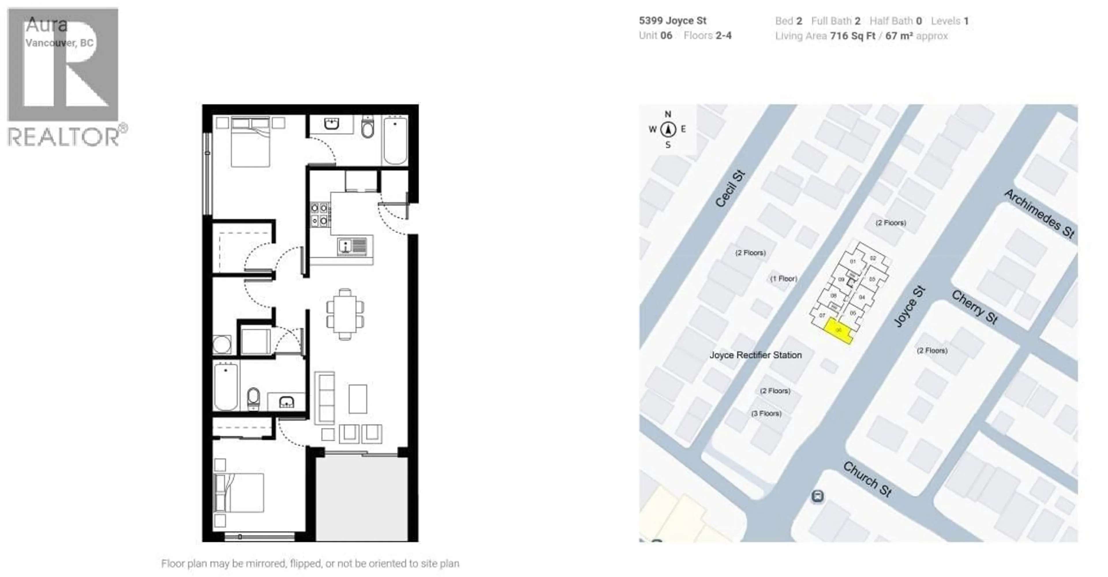 Floor plan for 406 - 5399 JOYCE STREET, Vancouver British Columbia V5R4H3