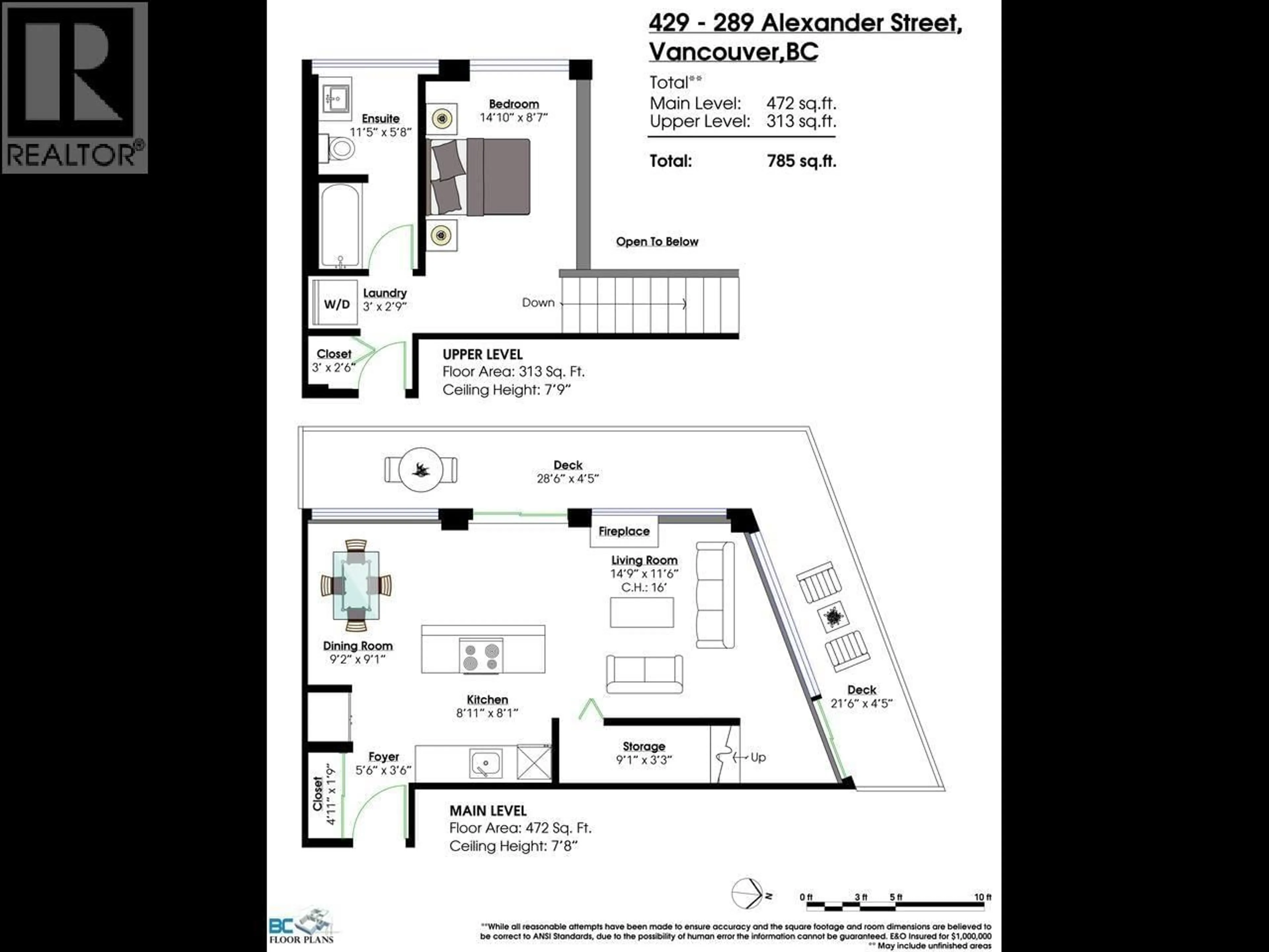 Floor plan for 429 - 289 ALEXANDER STREET, Vancouver British Columbia V6A4H6