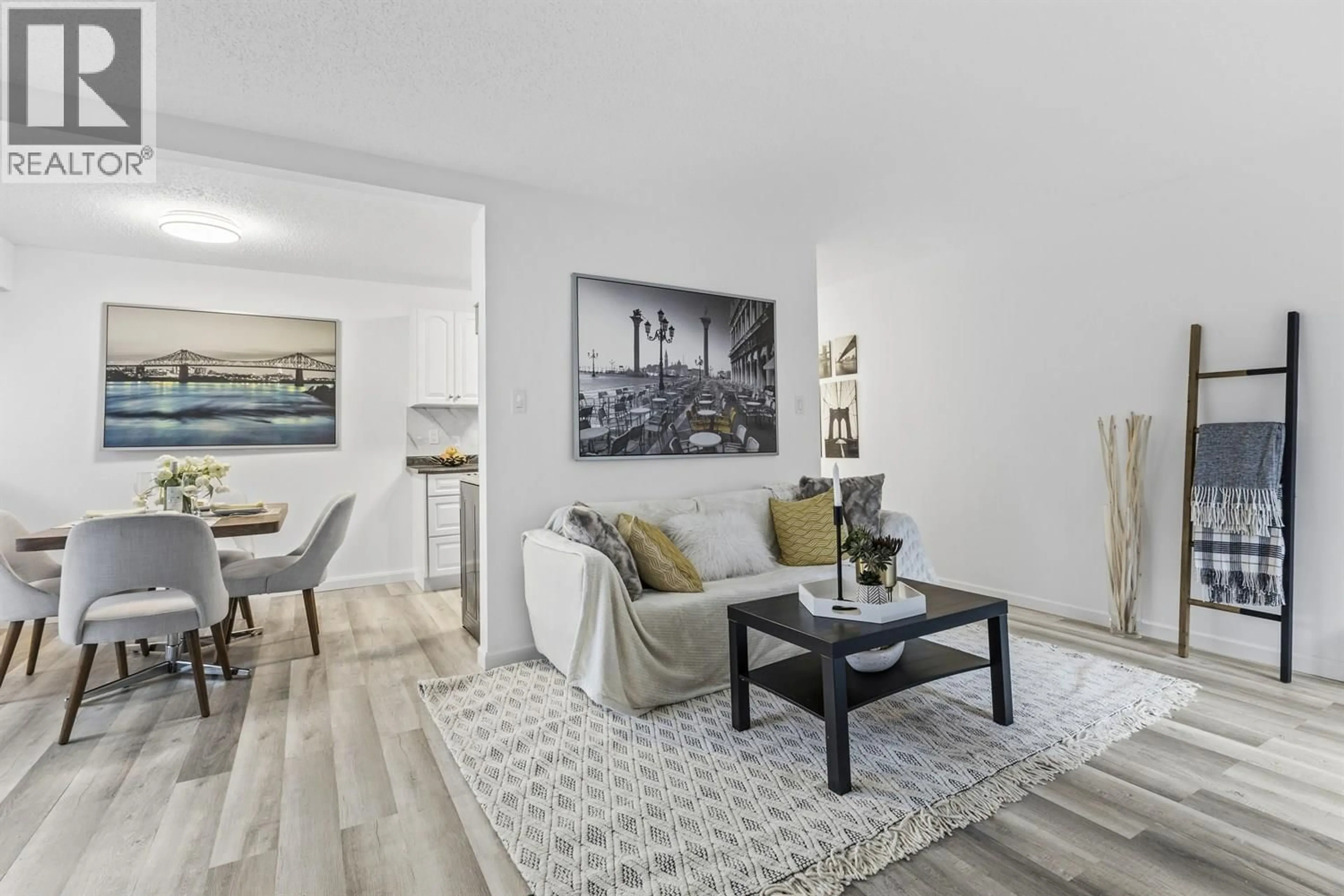 Living room with furniture, wood/laminate floor for 104 - 425 ASH STREET, New Westminster British Columbia V3M3N2