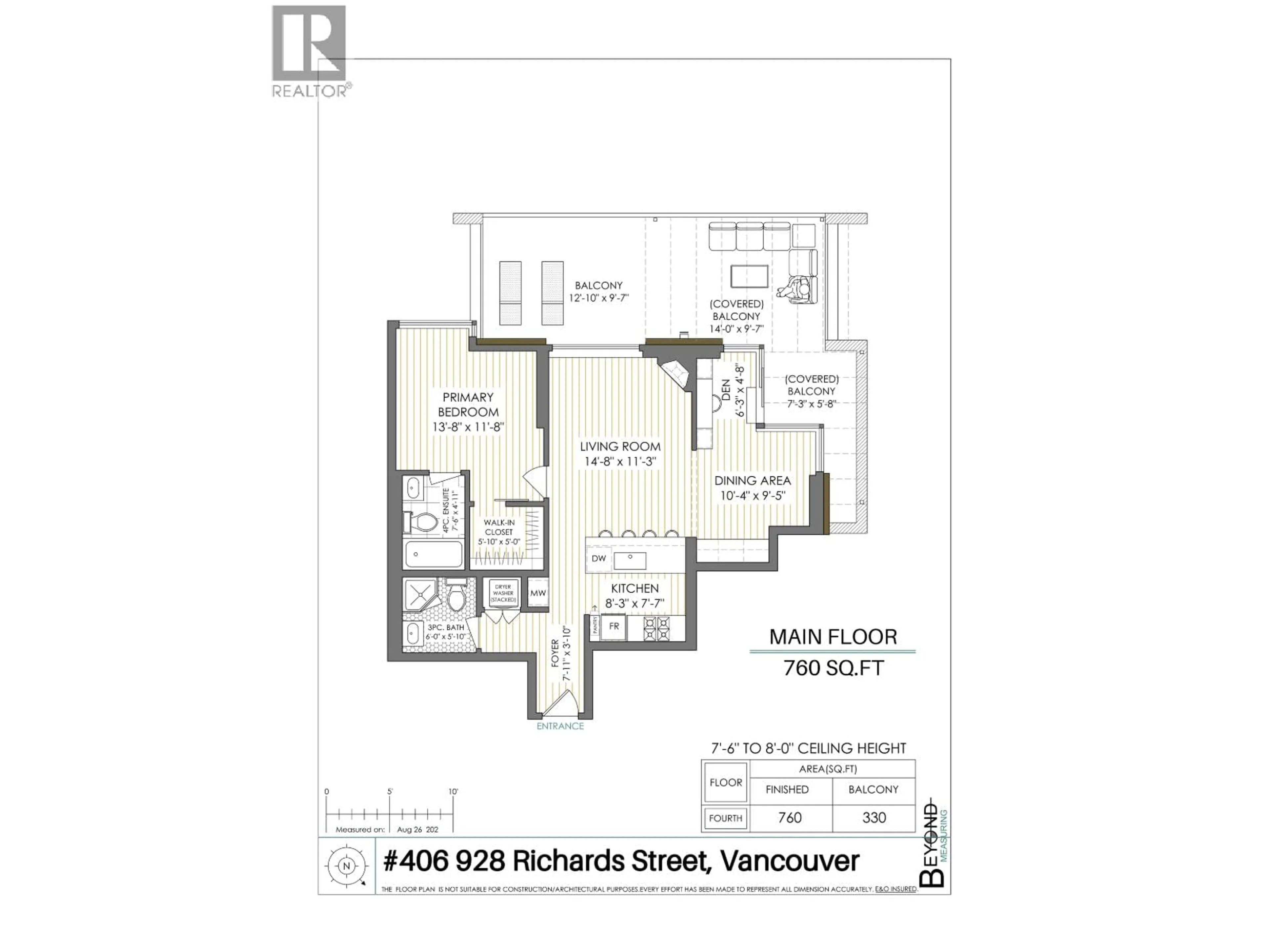 Floor plan for 406 - 928 RICHARDS STREET, Vancouver British Columbia V6B6P6