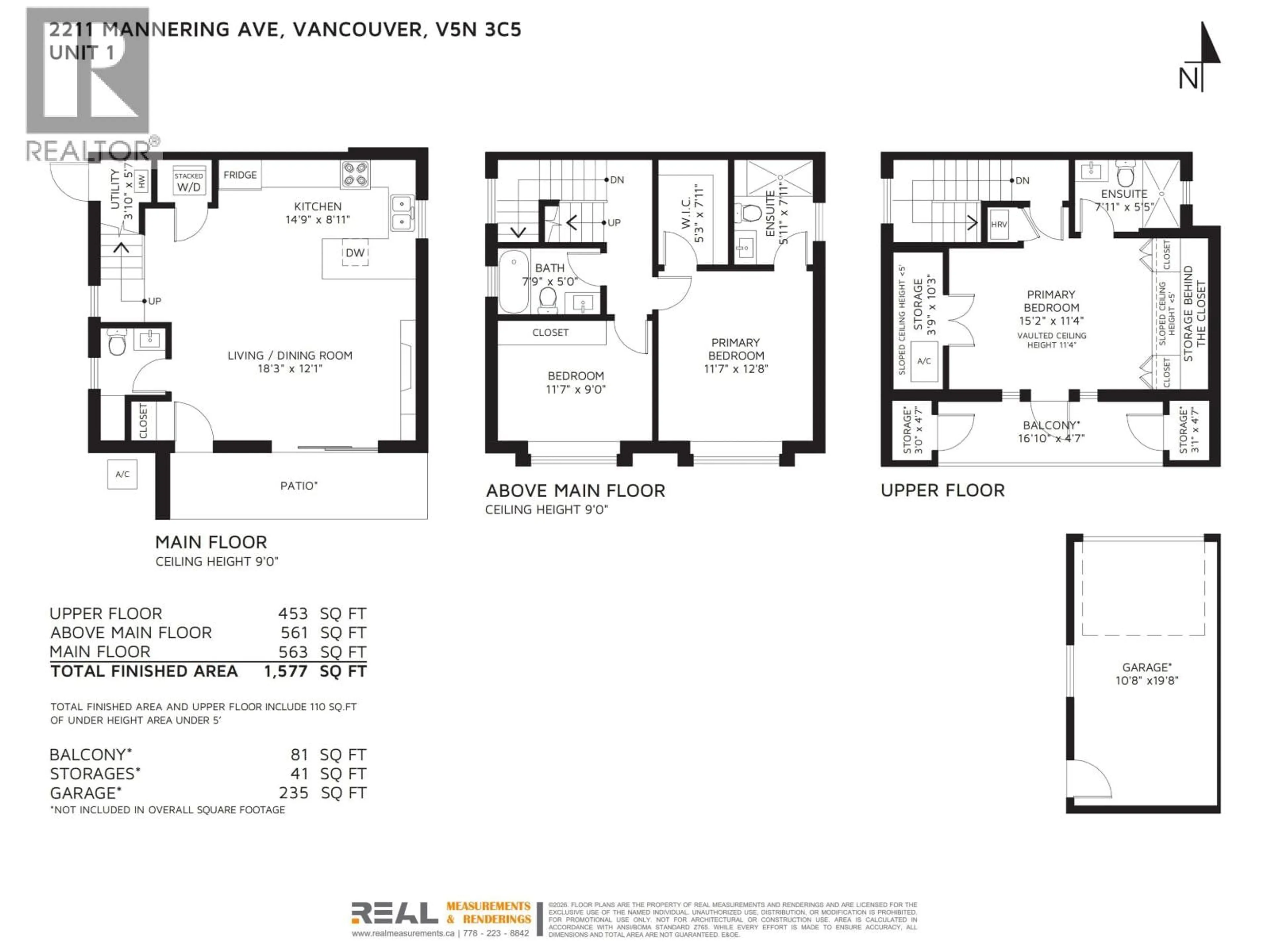 Floor plan for 1 - 2211 MANNERING AVENUE, Vancouver British Columbia V5N3C5
