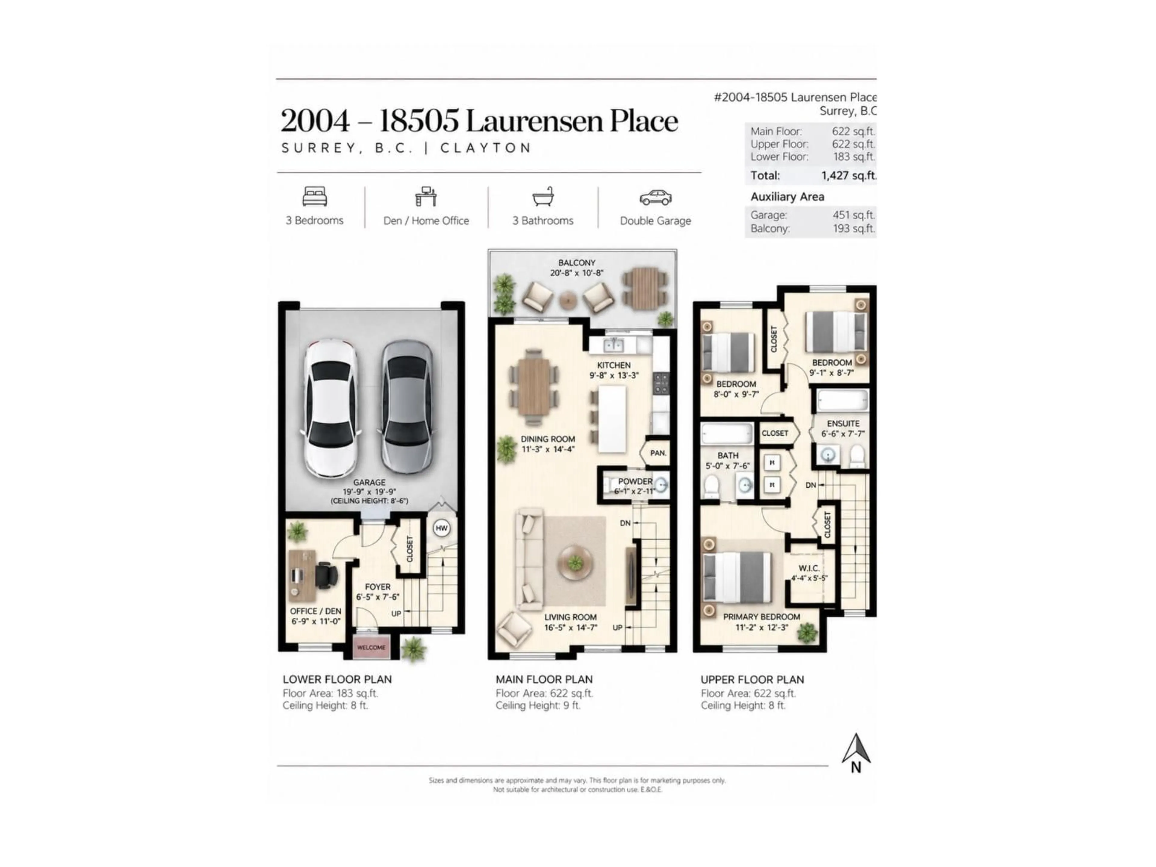 Floor plan for 2004 - 18505 LAURENSEN PLACE, Surrey British Columbia V4N6R7