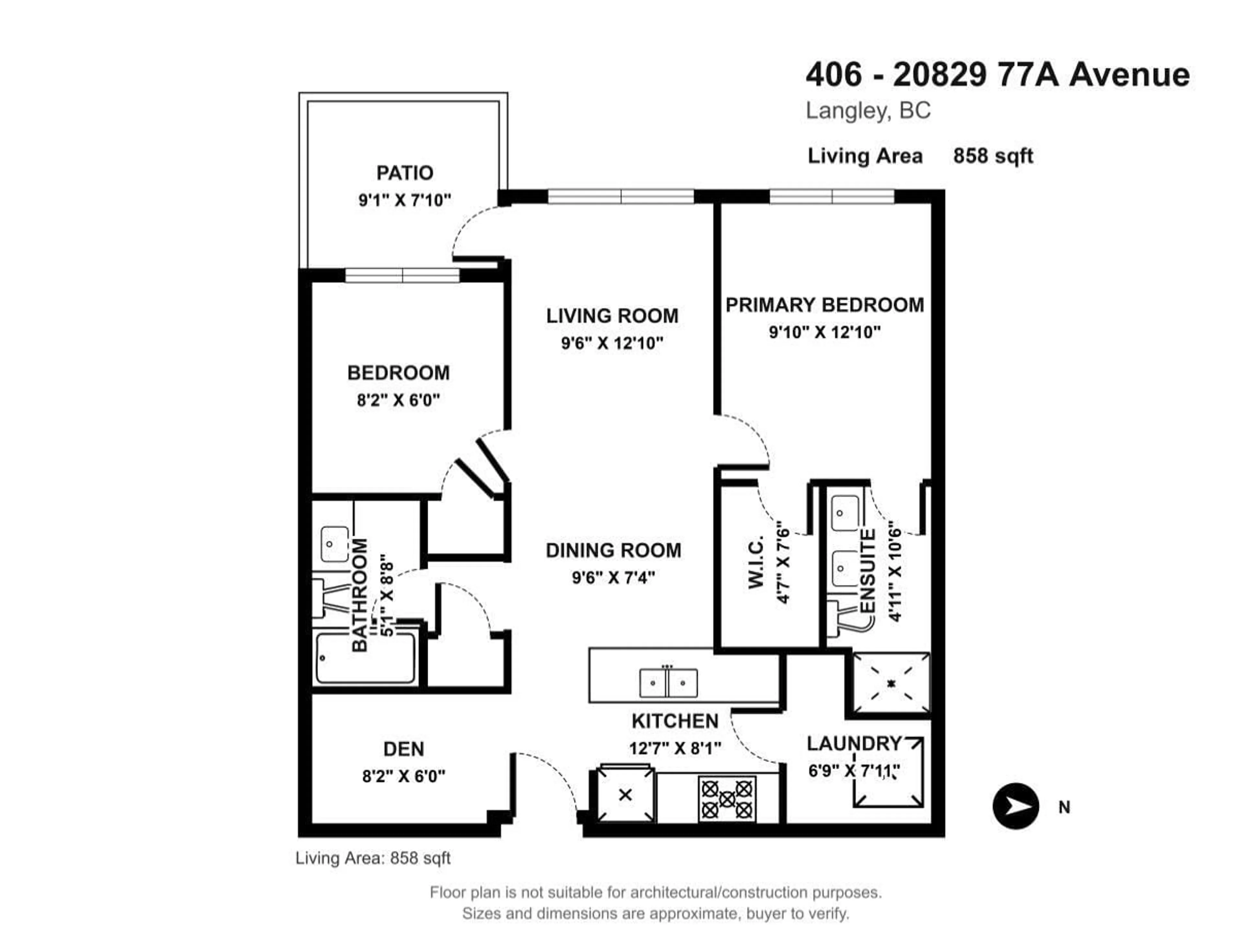 Floor plan for 406 - 20829 77A AVENUE, Langley British Columbia V2Y0Y5