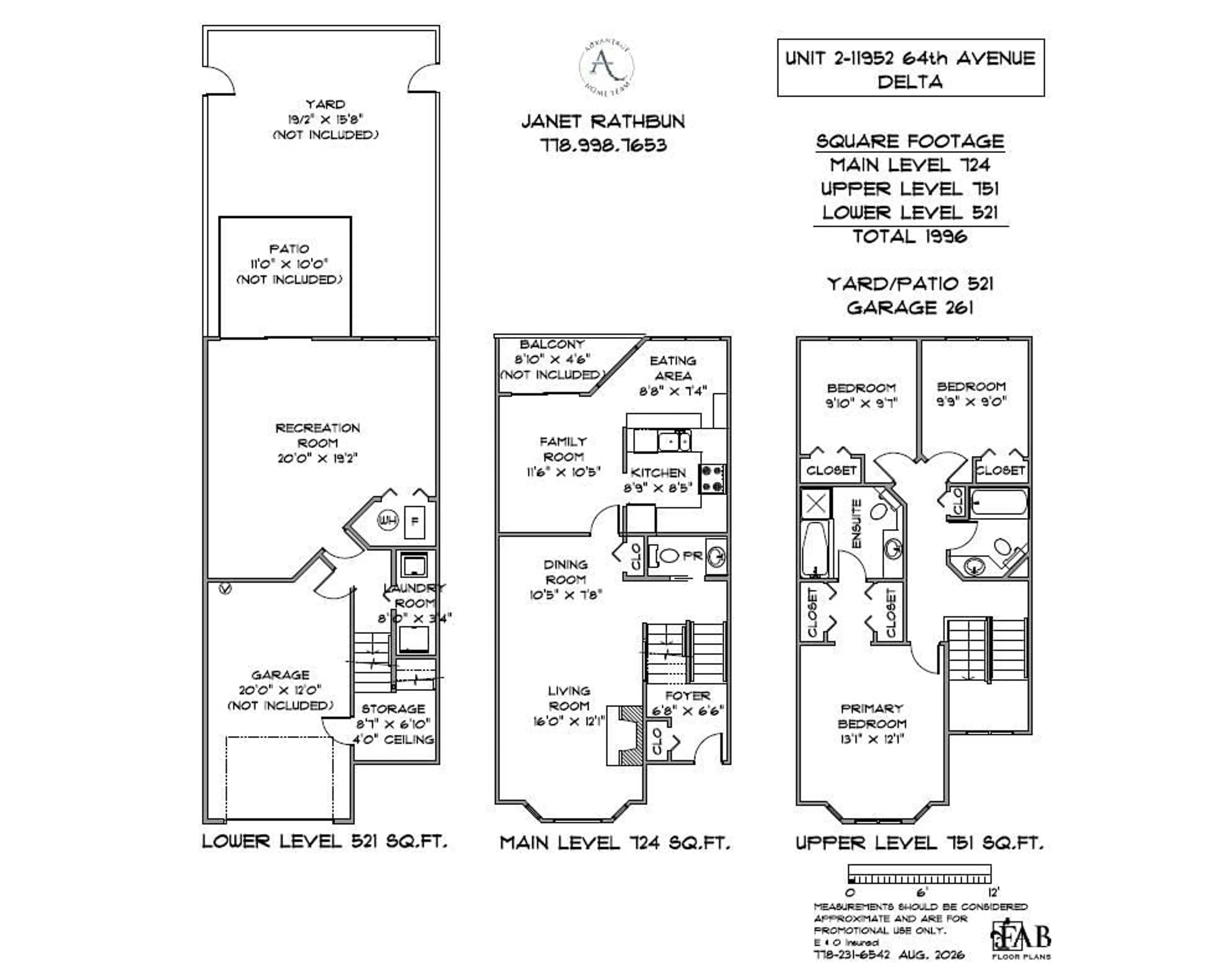 Floor plan for 2 - 11952 64 AVENUE, Delta British Columbia V4E1C8