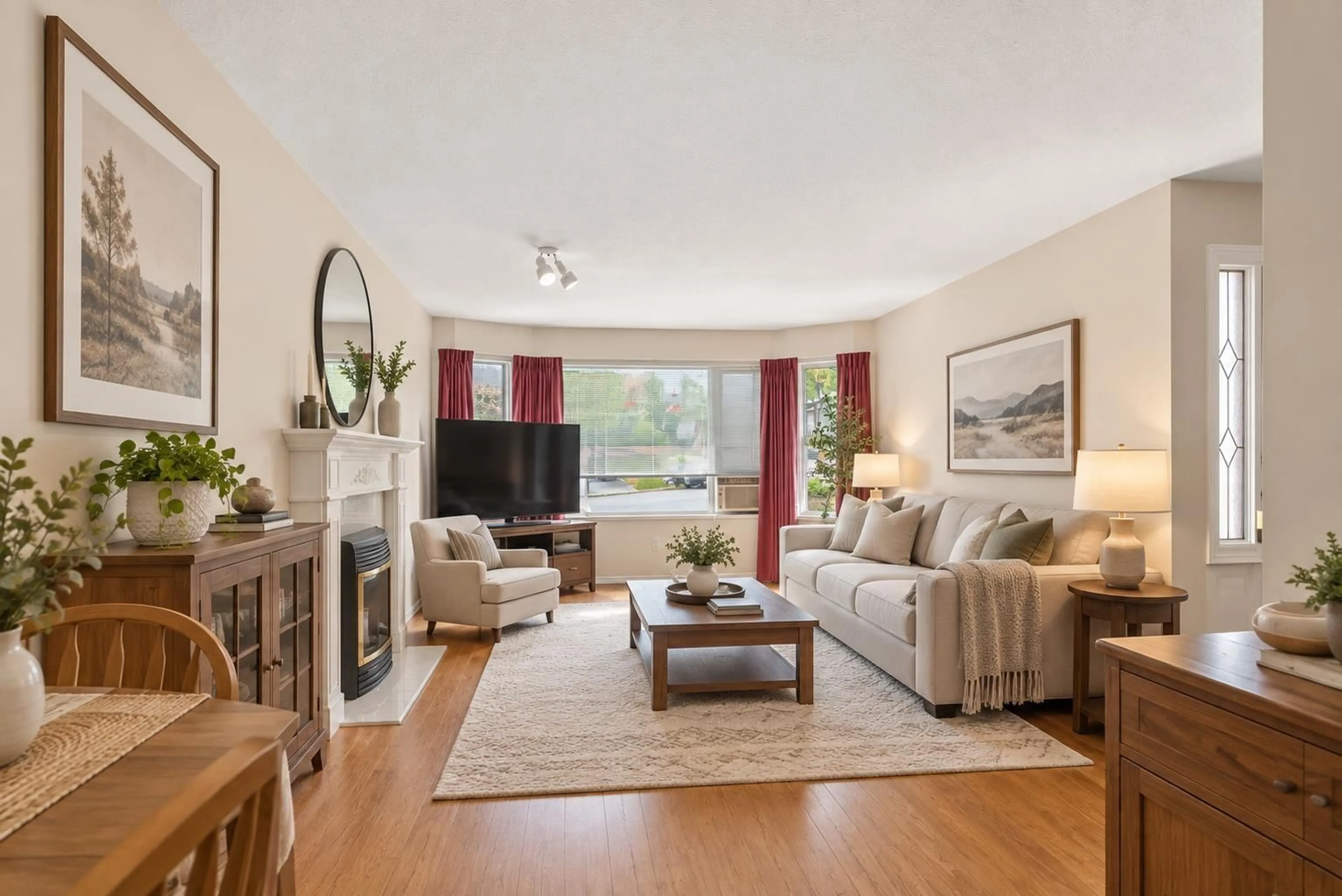 Living room with furniture, wood/laminate floor for 33554 MCCALLUM PLACE, Abbotsford British Columbia V2S7B6