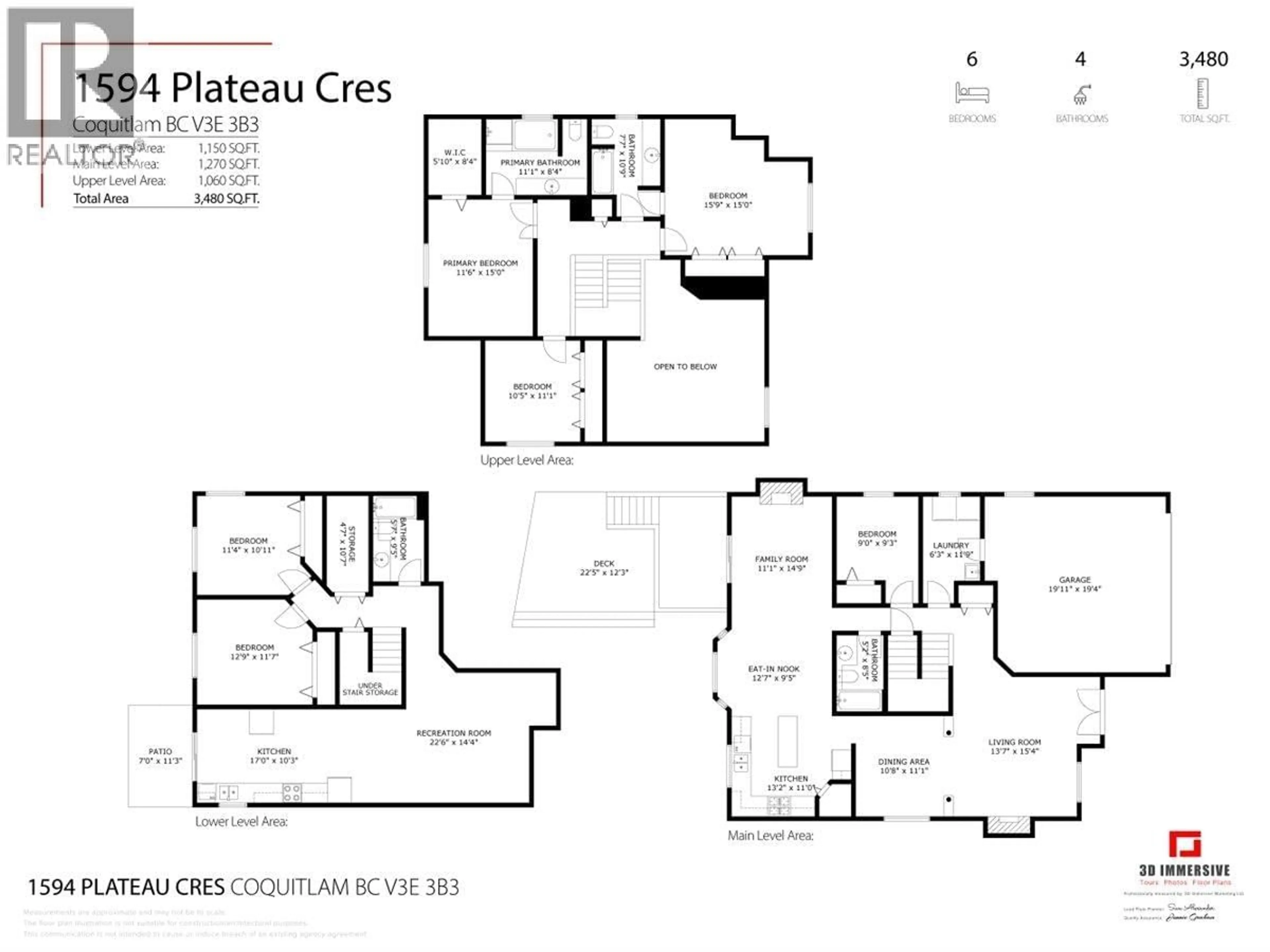 Floor plan for 1594 PLATEAU CRESCENT, Coquitlam British Columbia V3E3B3