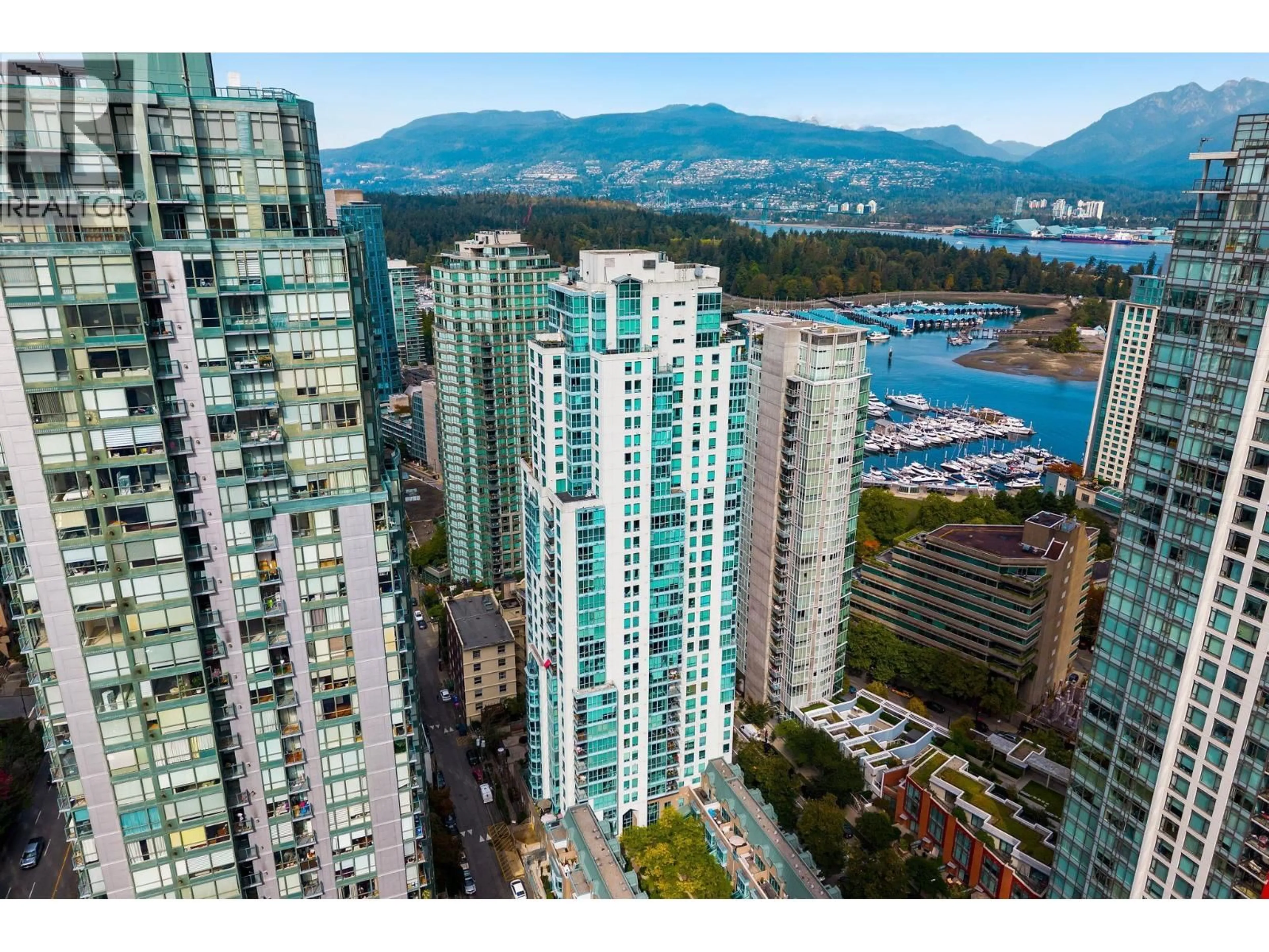 A pic from outside/outdoor area/front of a property/back of a property/a pic from drone, city buildings view from balcony for 1702 - 1238 MELVILLE STREET, Vancouver British Columbia V6E4N2