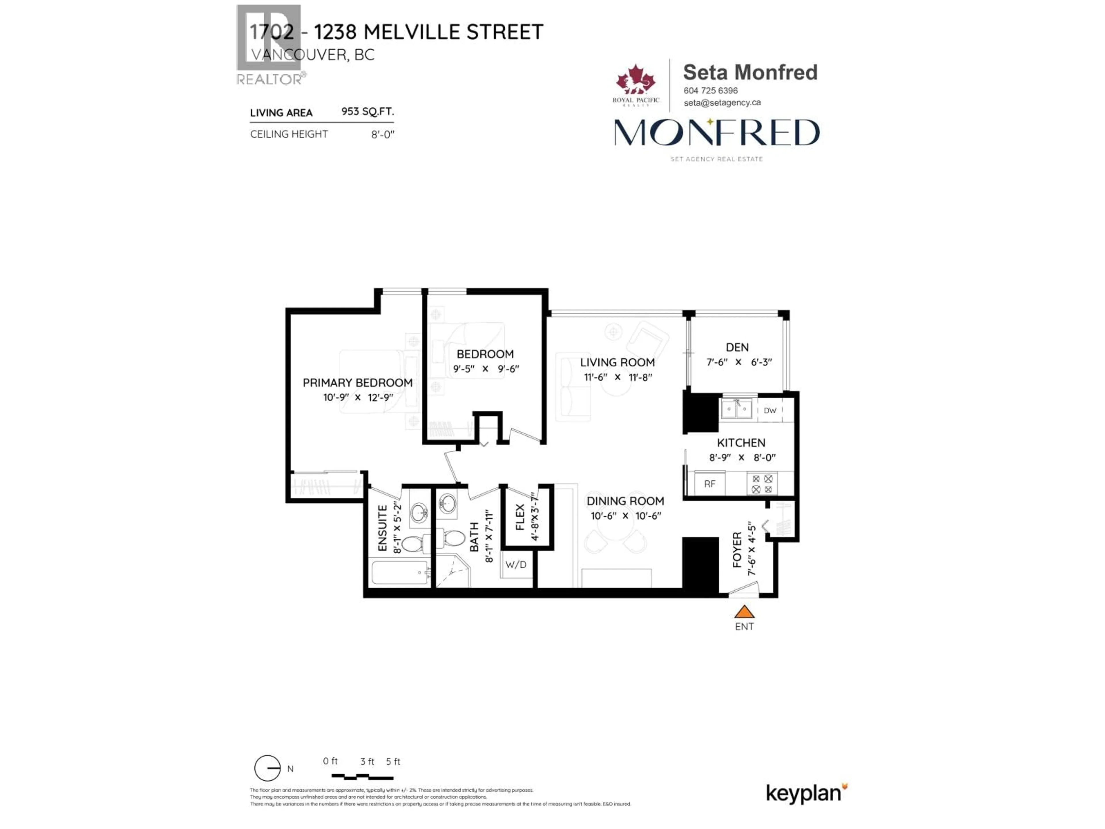 Floor plan for 1702 - 1238 MELVILLE STREET, Vancouver British Columbia V6E4N2