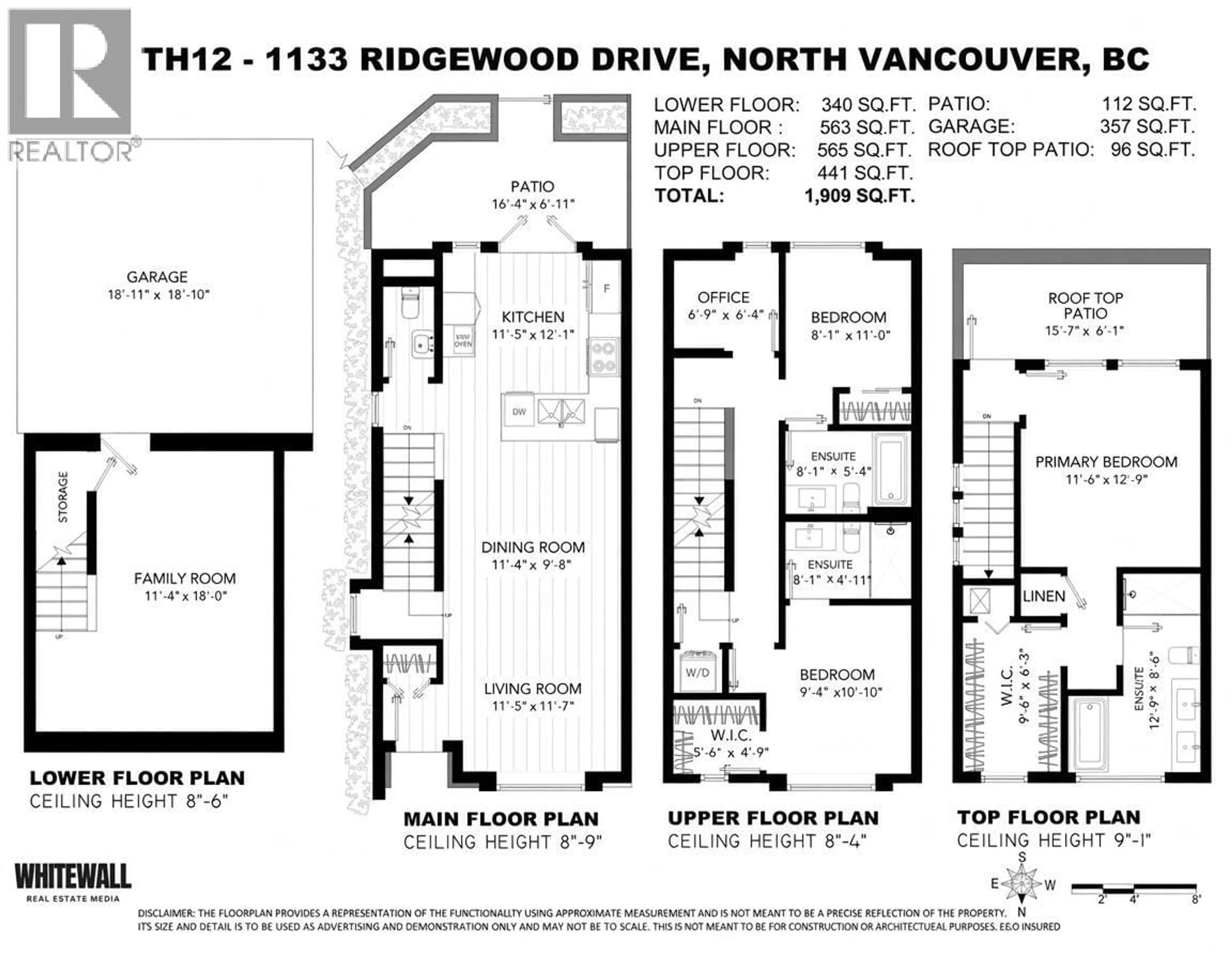 Floor plan for 12 - 1133 RIDGEWOOD DRIVE, North Vancouver British Columbia V7R0A4