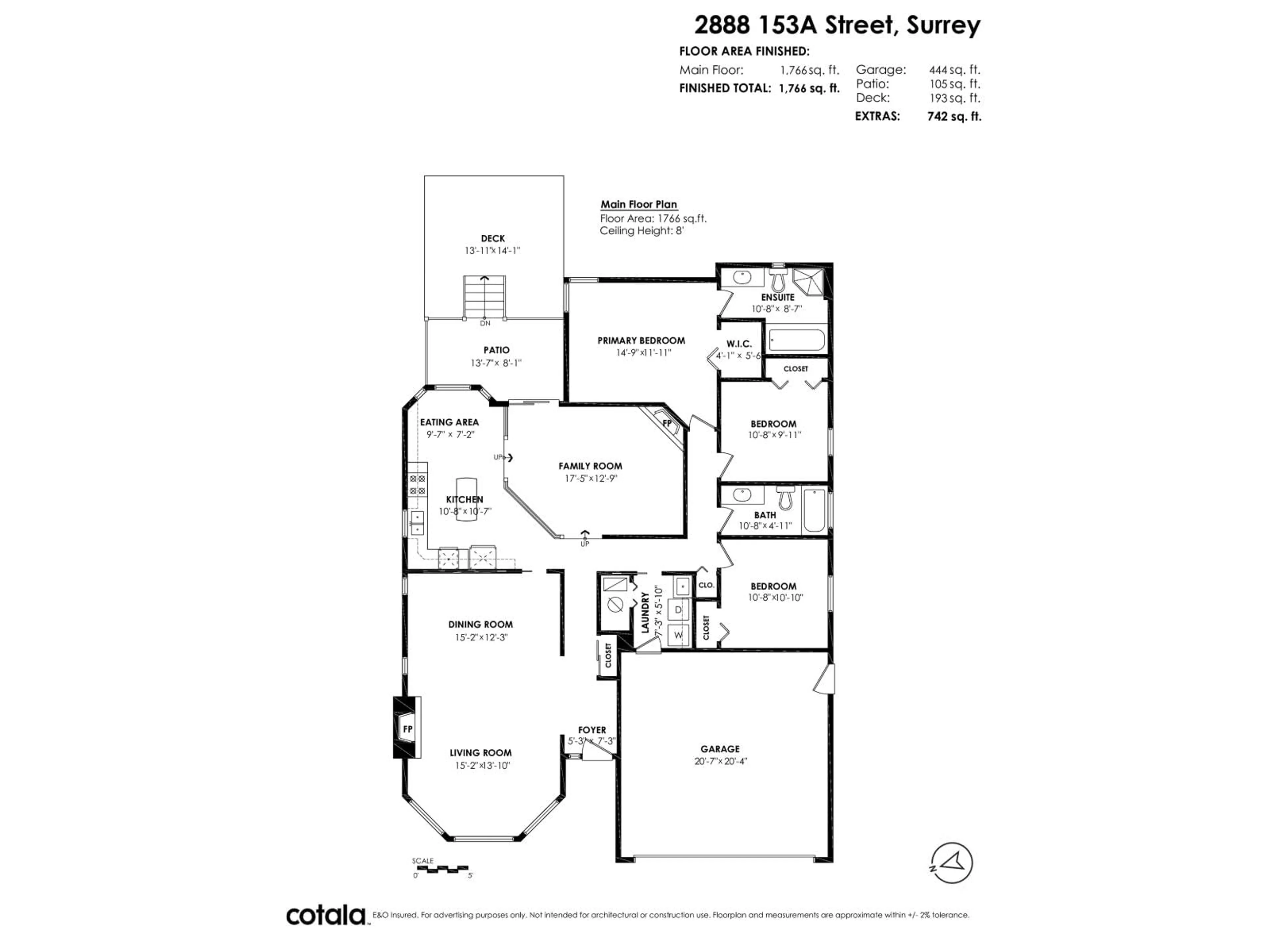 Floor plan for 2888 153A STREET, Surrey British Columbia V4P1G5