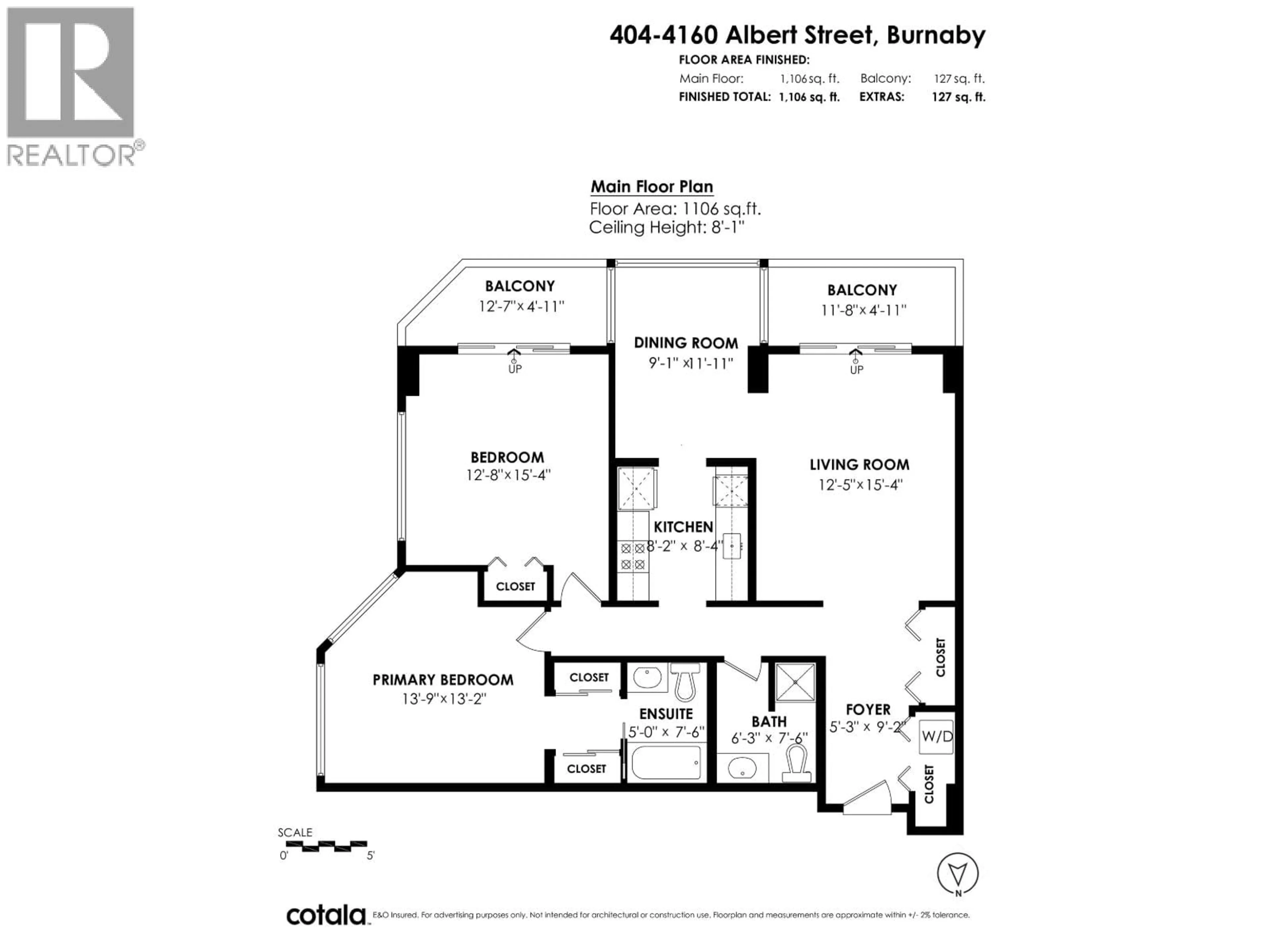 Floor plan for 404 - 4160 ALBERT STREET, Burnaby British Columbia V5C6K2
