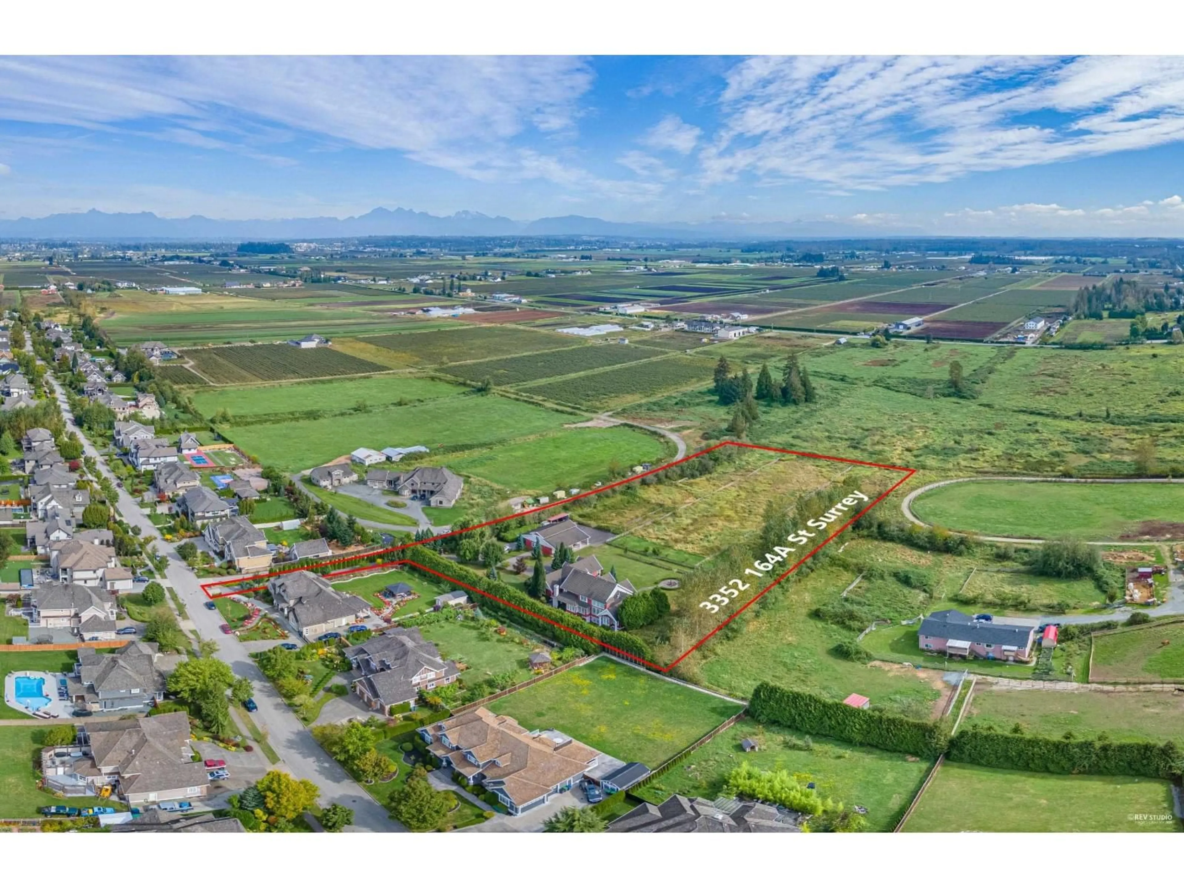 A pic from outside/outdoor area/front of a property/back of a property/a pic from drone, mountain view for 3352 164A STREET, Surrey British Columbia V3Z0G5