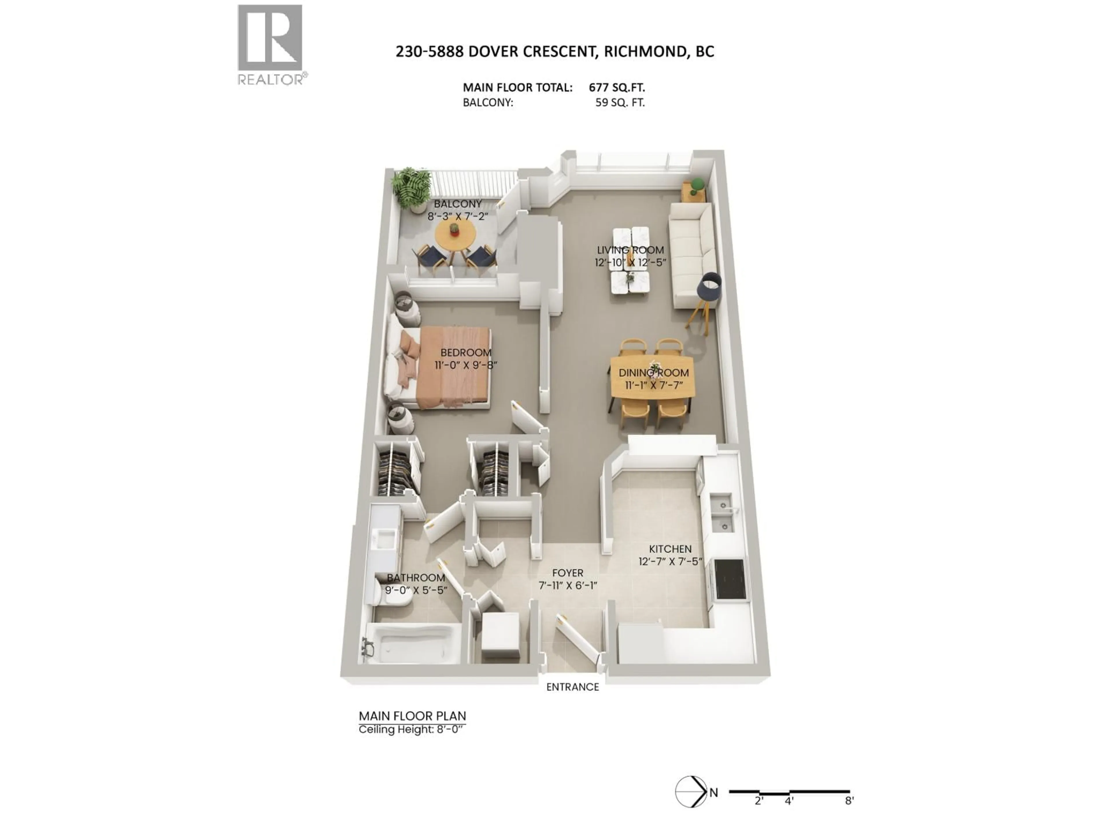 Floor plan for 230 - 5888 DOVER CRESCENT, Richmond British Columbia V7C5R9
