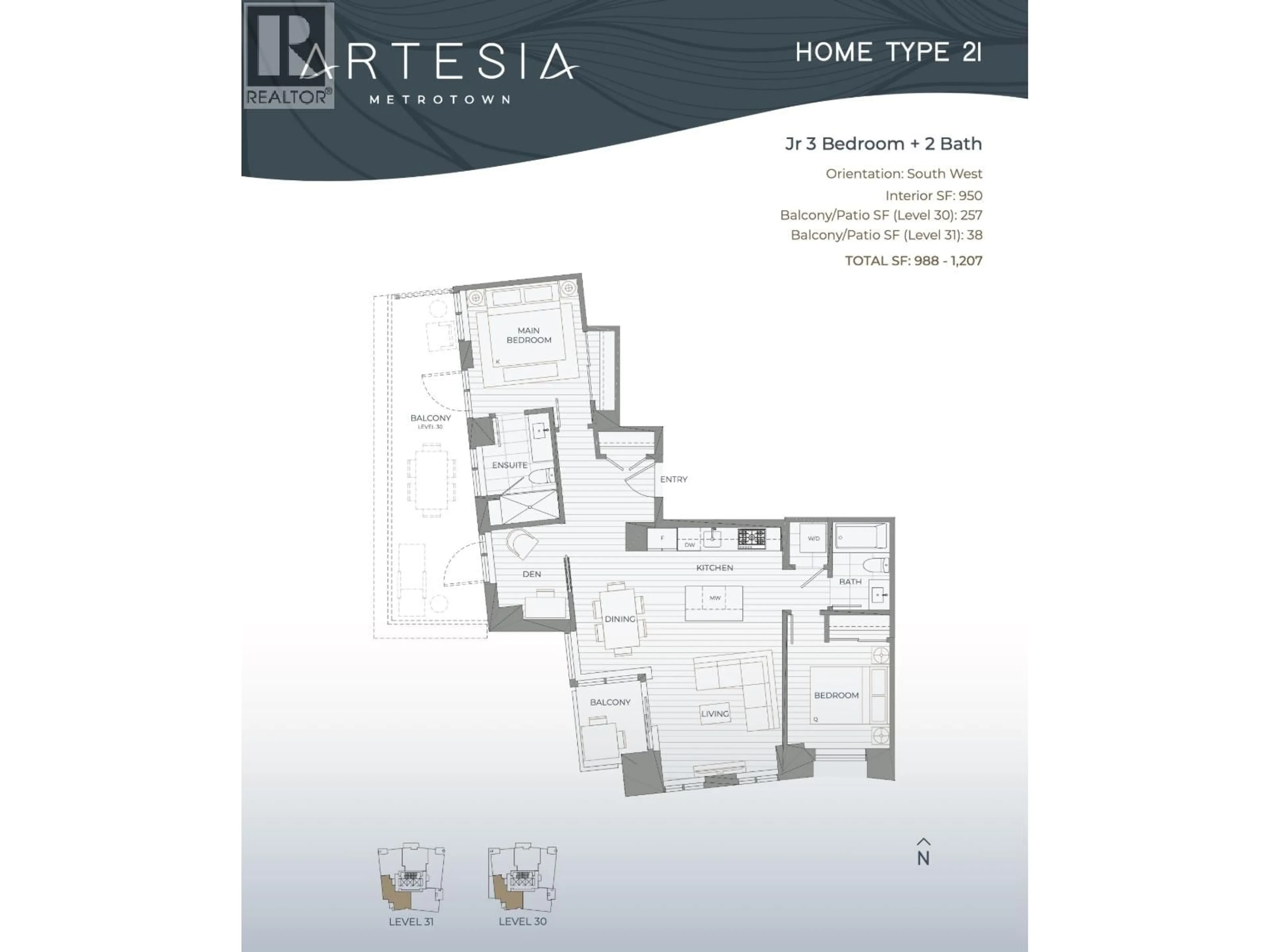 Floor plan for 3004 - 5685 HALLEY AVENUE, Burnaby British Columbia V5H0L9