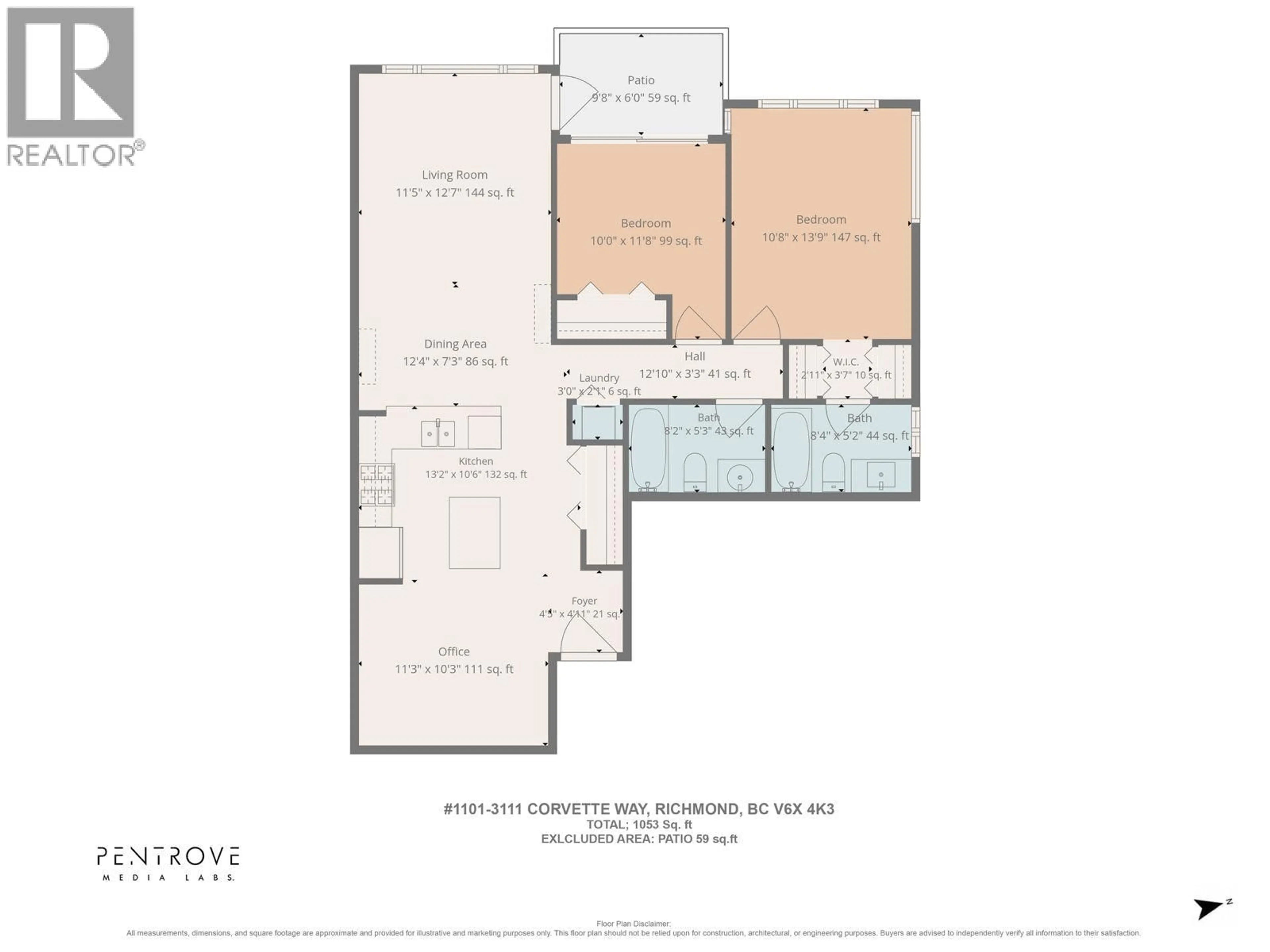 Floor plan for 1101 - 3111 CORVETTE WAY, Richmond British Columbia V6X4K3