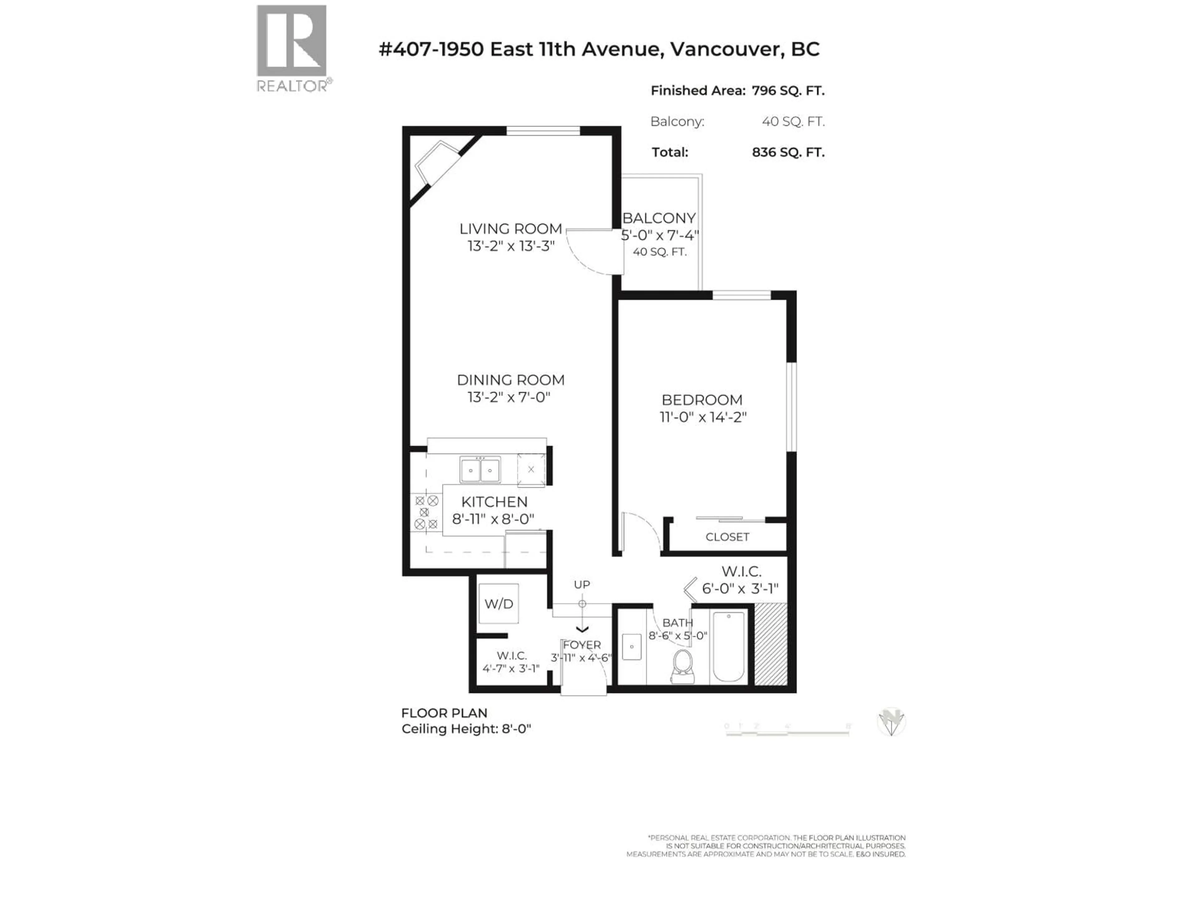 Floor plan for 407 - 1950 11TH AVENUE, Vancouver British Columbia V5N1Z2