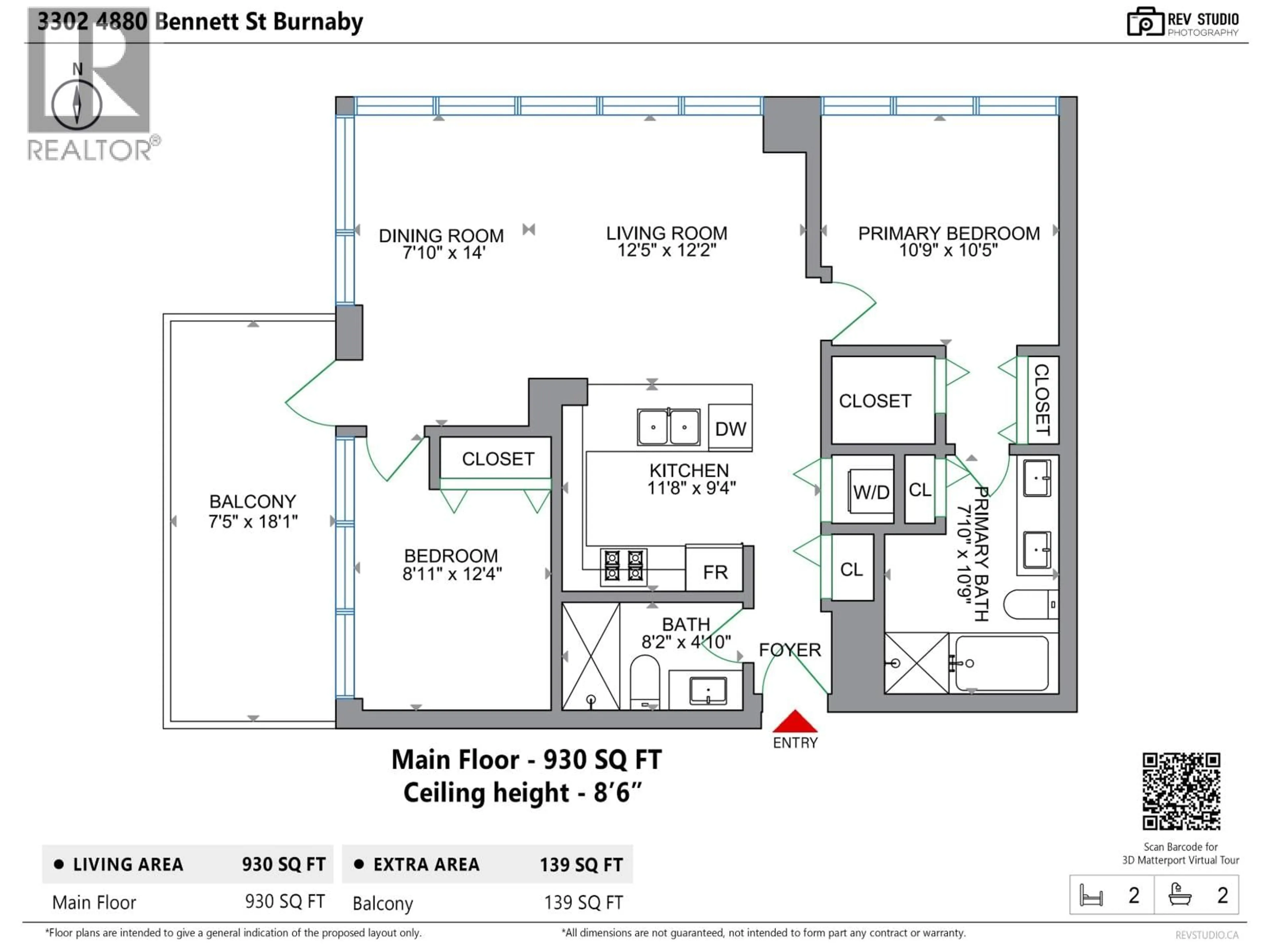 Floor plan for 3302 - 4880 BENNETT STREET, Burnaby British Columbia V5H0C1