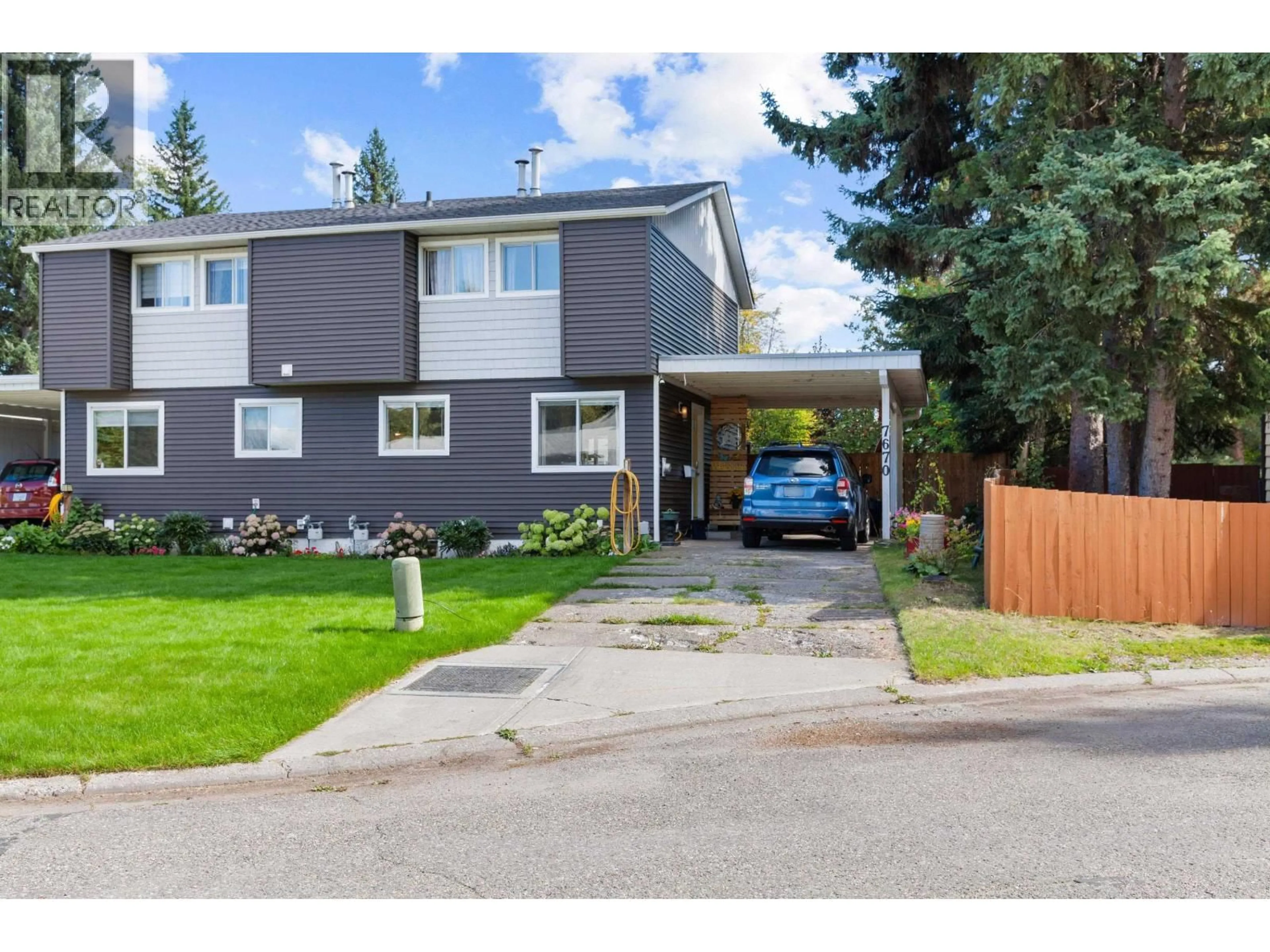 Home with vinyl exterior material, street for 7670 MCMASTER PLACE, Prince George British Columbia V2N3K9