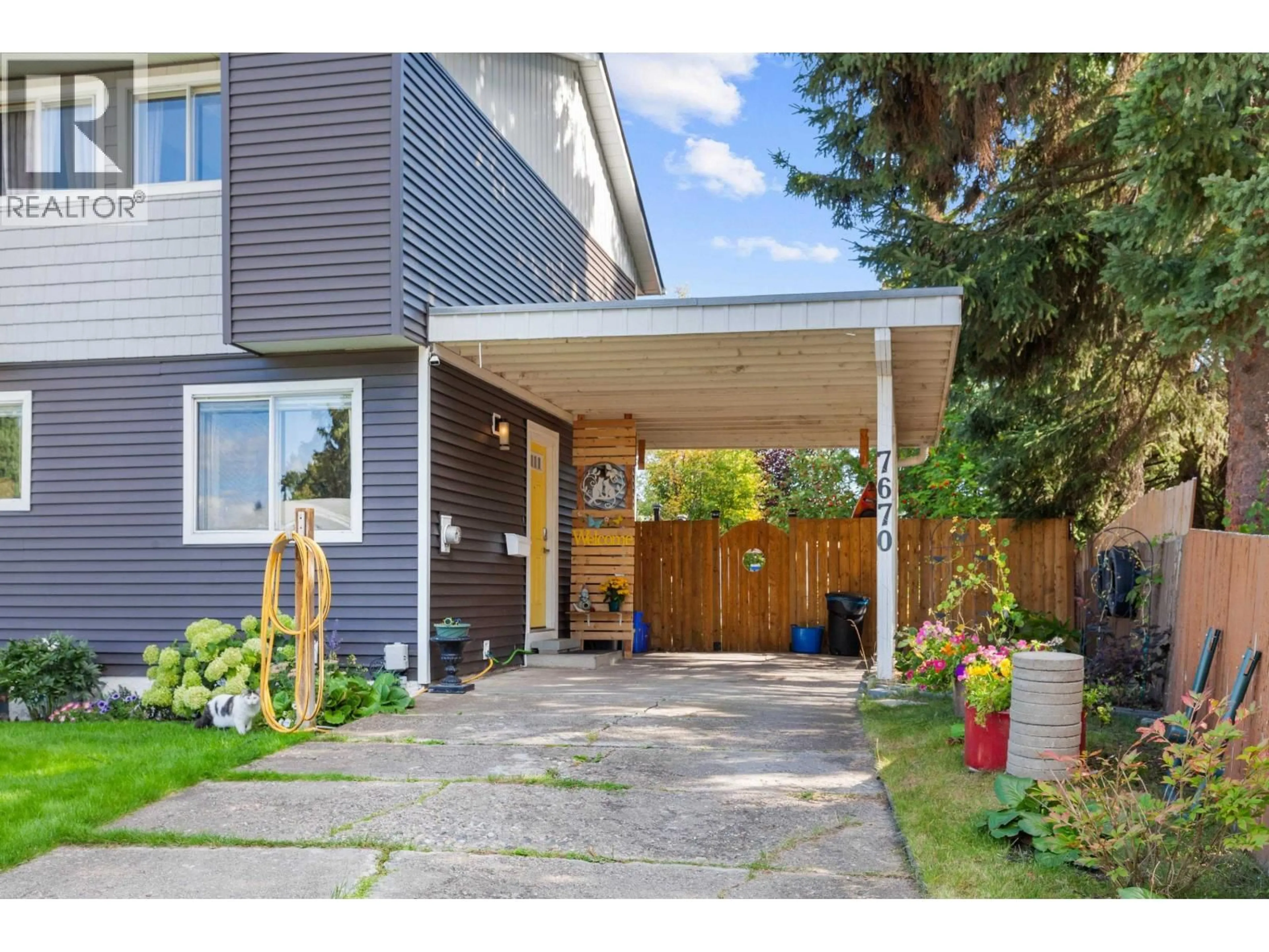 Home with vinyl exterior material, street for 7670 MCMASTER PLACE, Prince George British Columbia V2N3K9