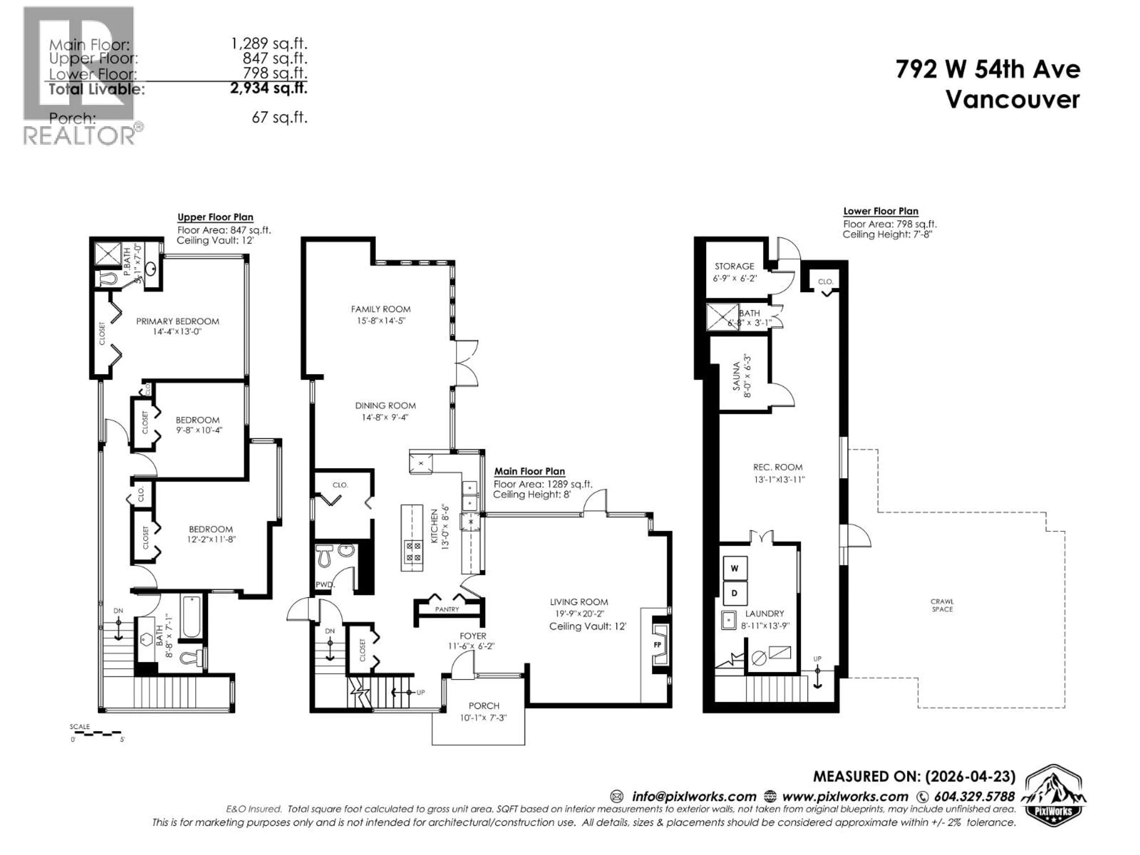 Floor plan for 792 54TH AVENUE, Vancouver British Columbia V6P1M5