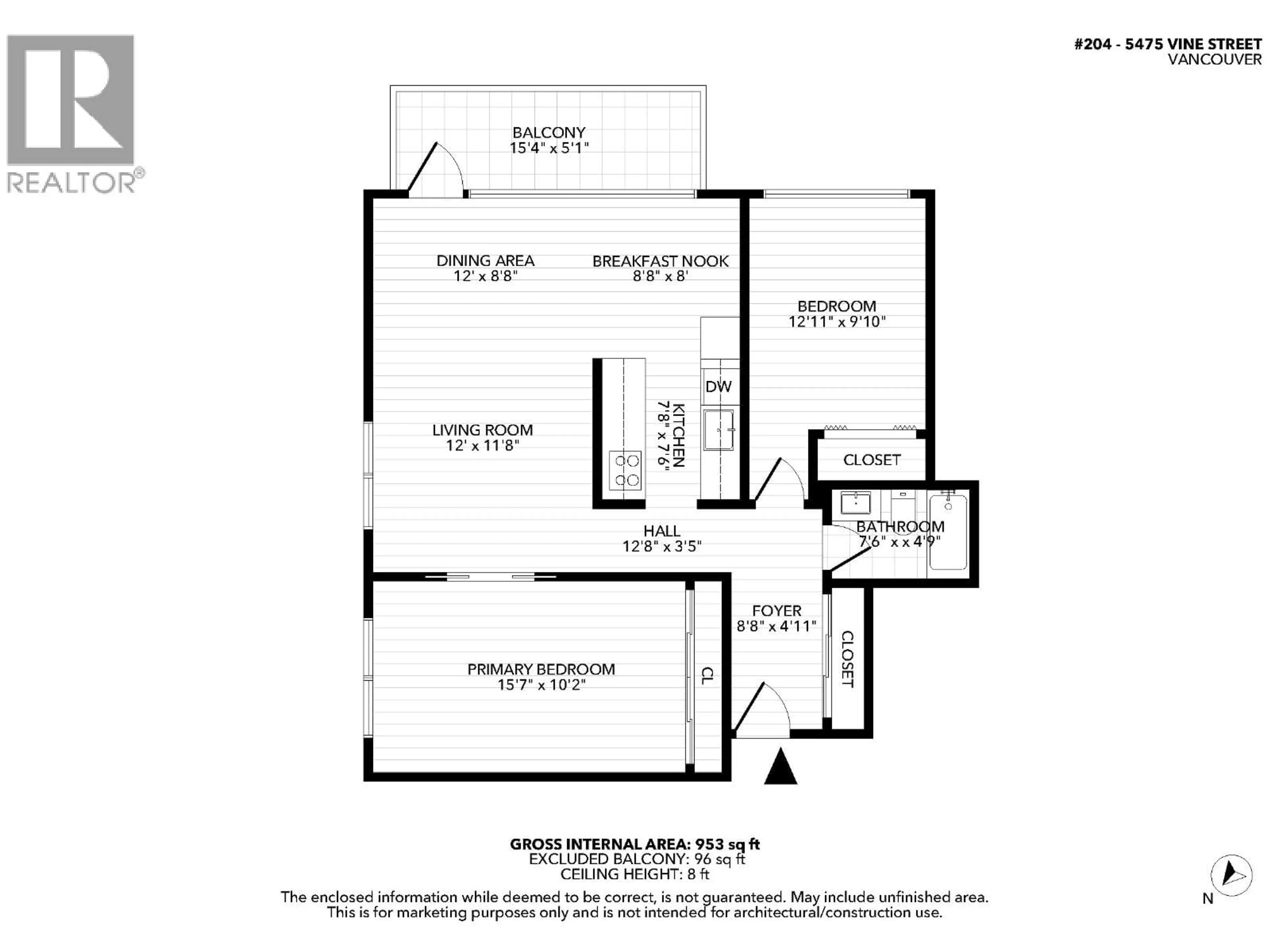 Floor plan for 204 - 5475 VINE STREET, Vancouver British Columbia V6M3Z7