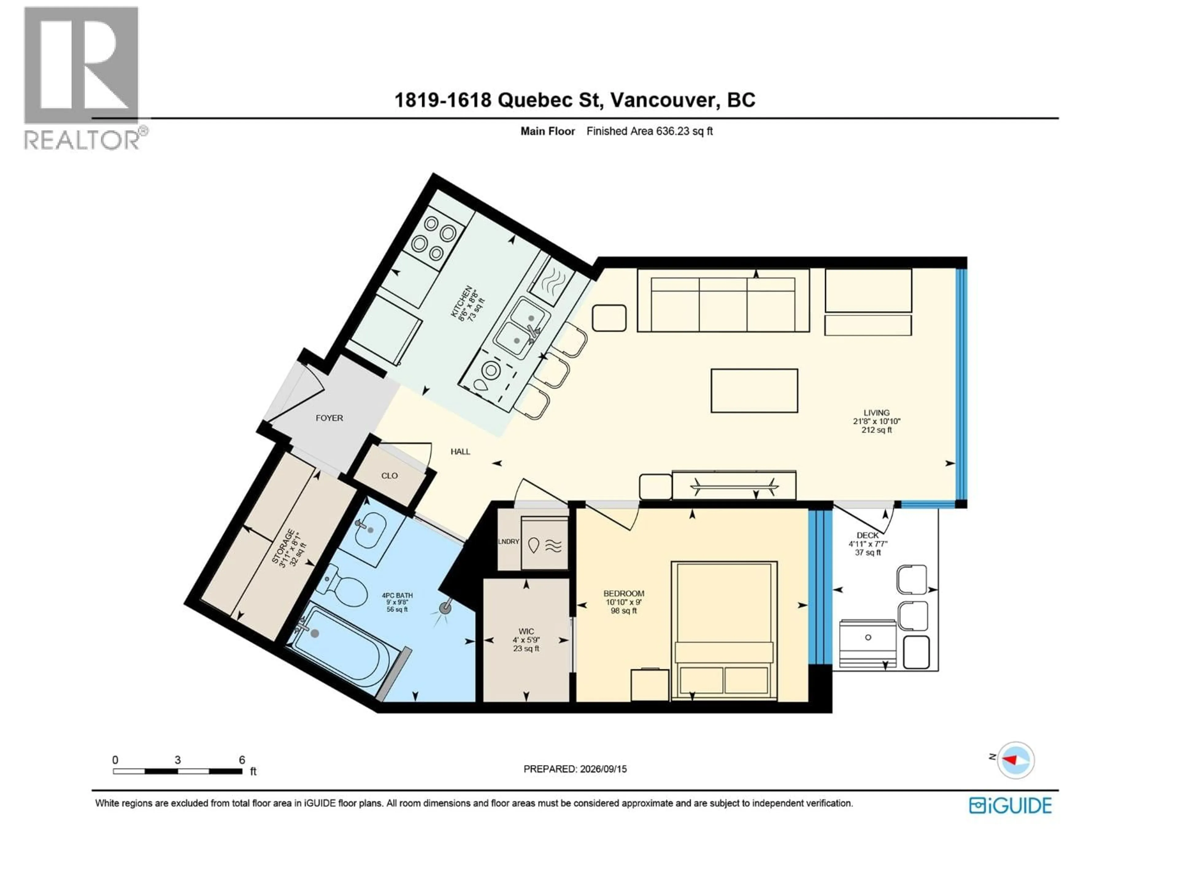 Floor plan for 1819 - 1618 QUEBEC STREET, Vancouver British Columbia V6A0C5
