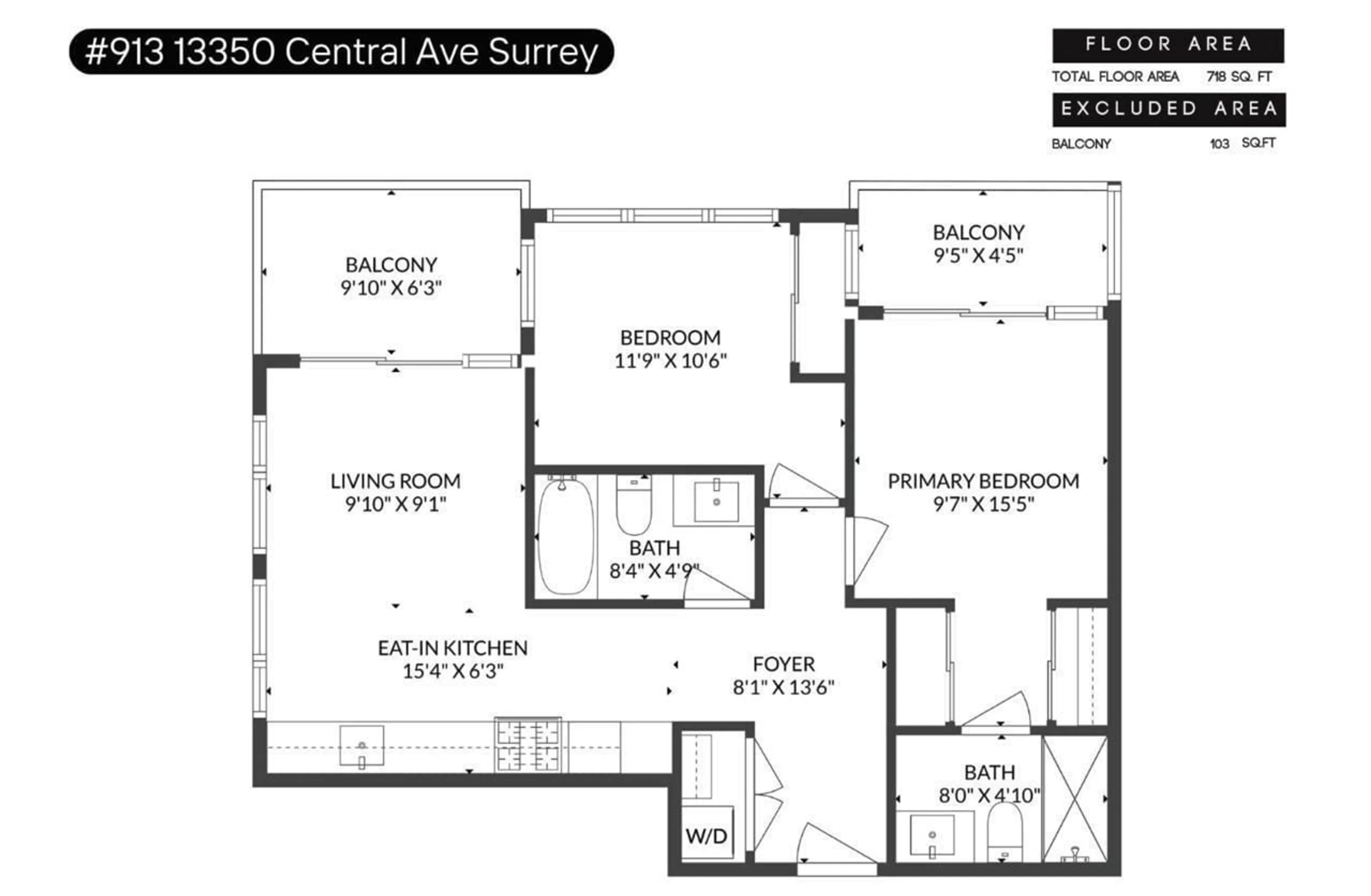 Floor plan for 913 - 13350 CENTRAL AVENUE, Surrey British Columbia V3T0S1
