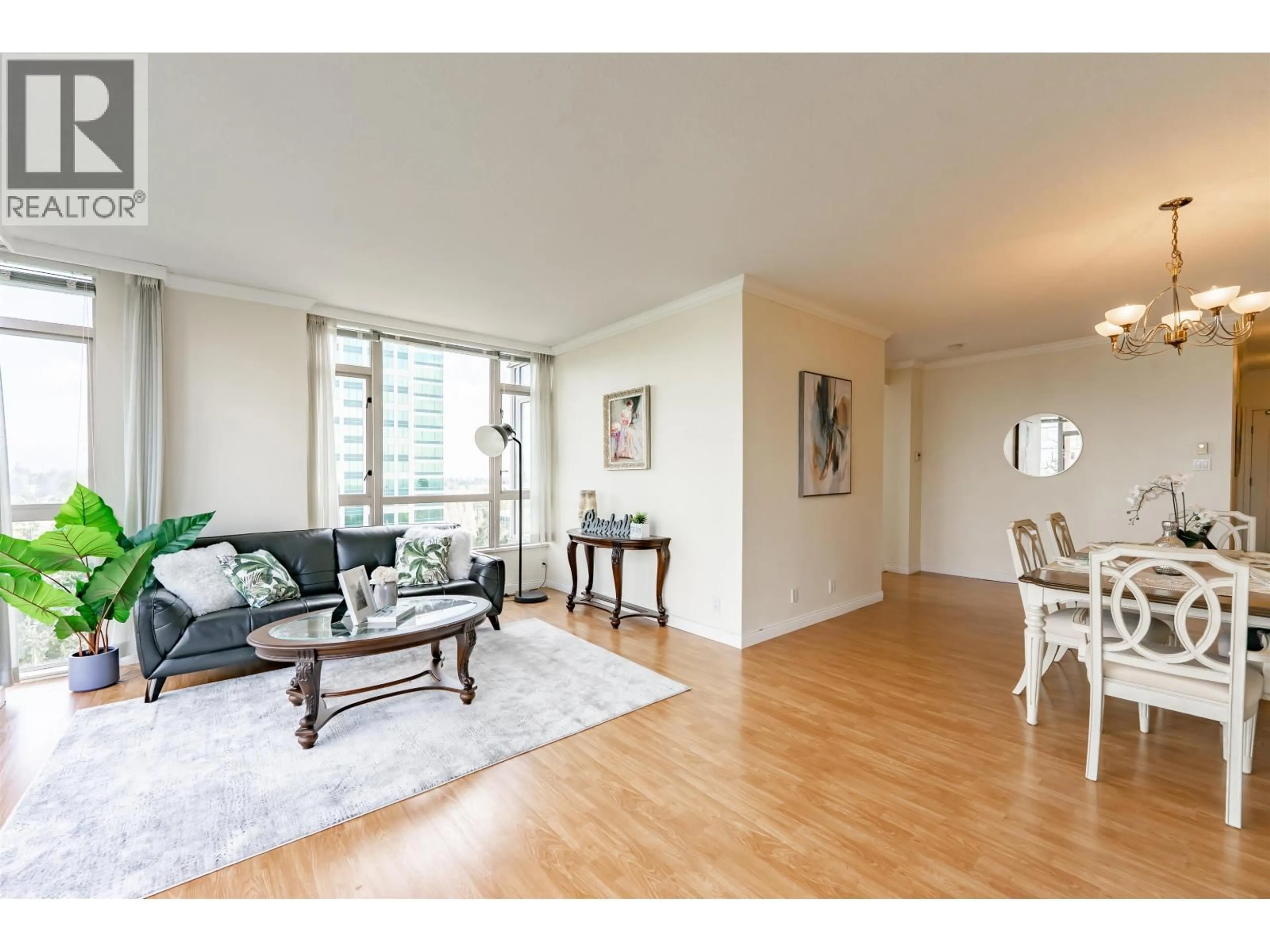 Living room with furniture, wood/laminate floor for 1104 - 6888 STATION HILL DRIVE, Burnaby British Columbia V3N4X5