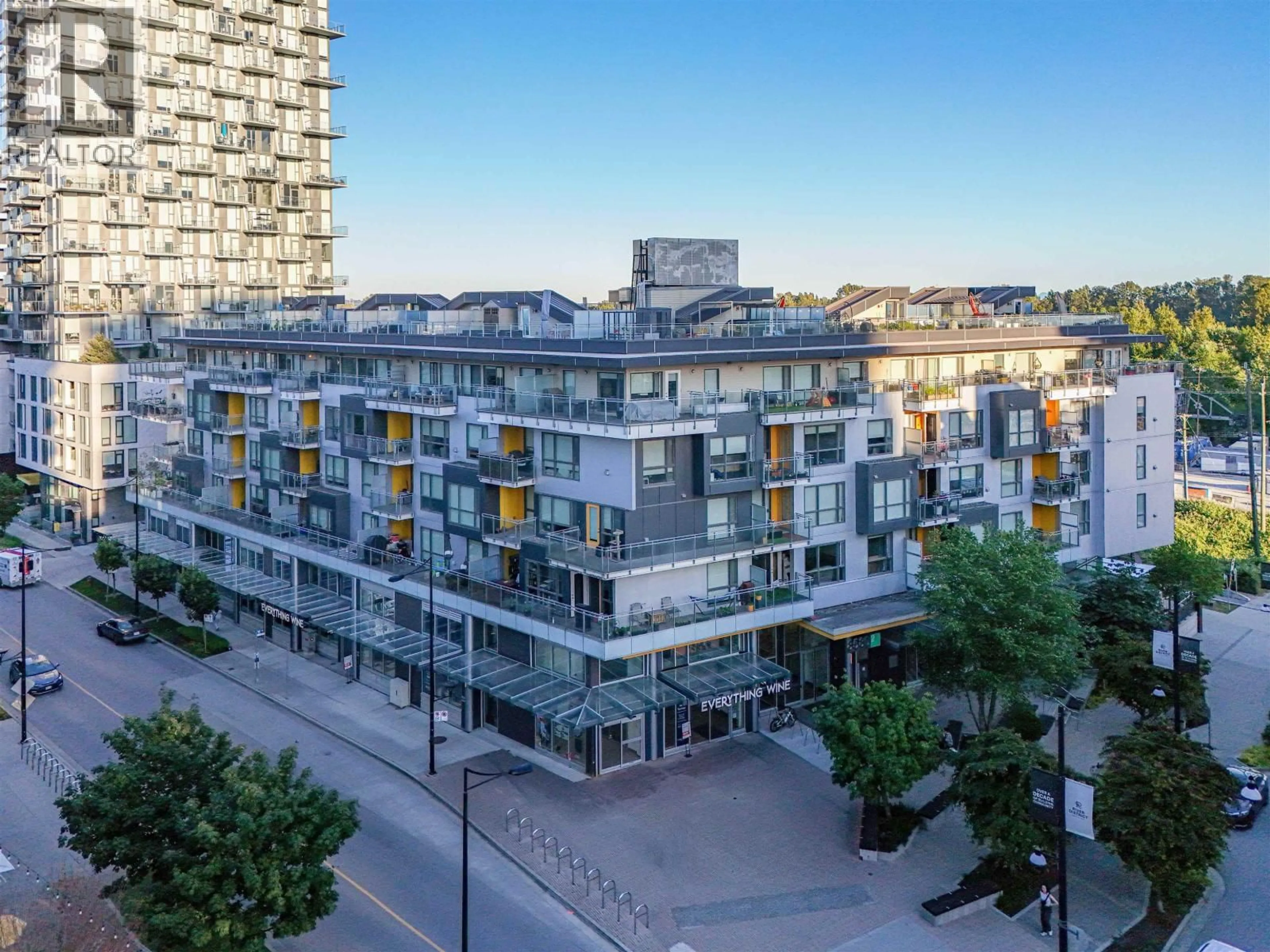 A pic from outside/outdoor area/front of a property/back of a property/a pic from drone, city buildings view from balcony for 307 - 8580 RIVER DISTRICT CROSSING, Vancouver British Columbia V5S0B9