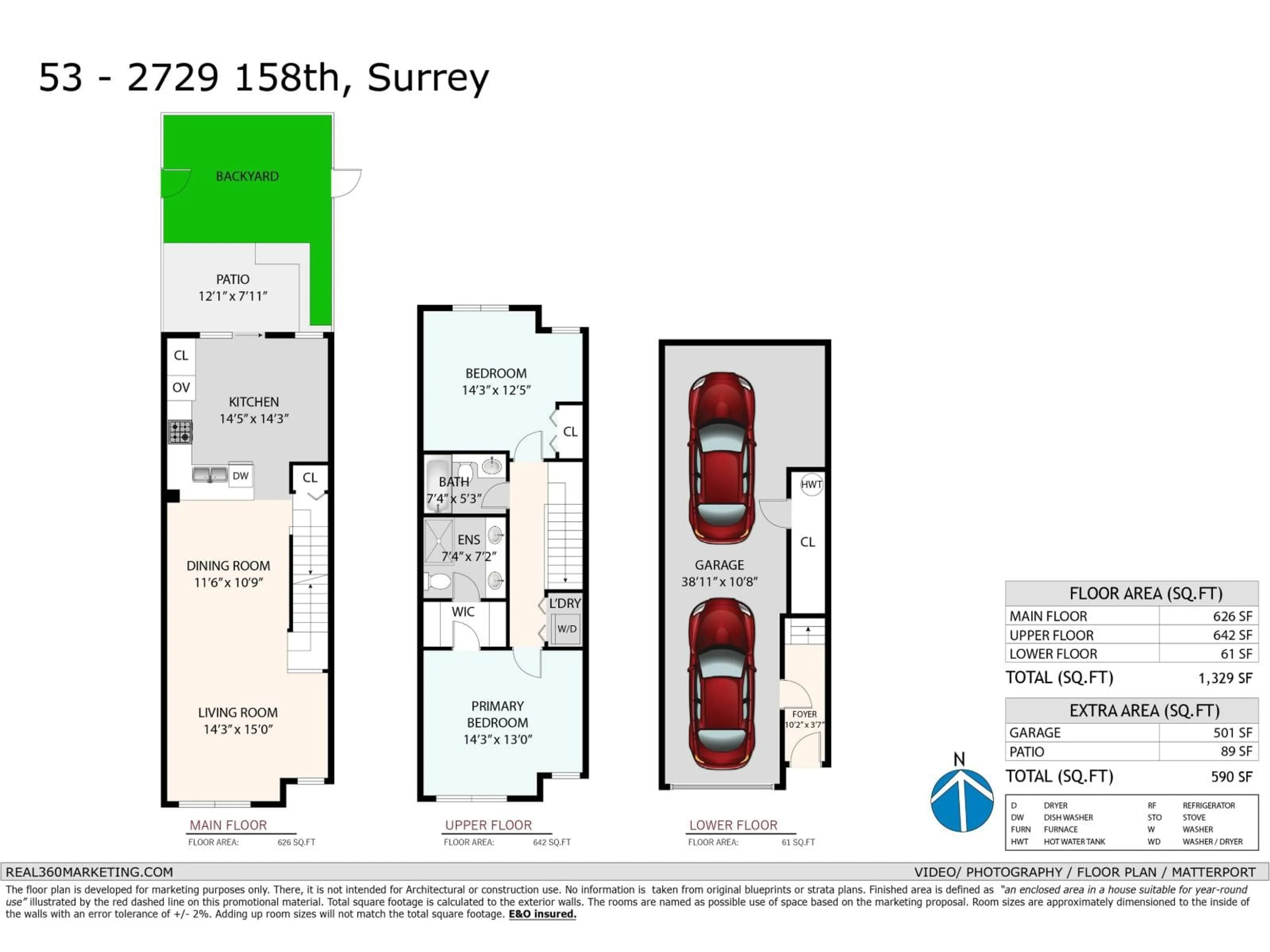 Floor plan for 53 - 2729 158 STREET, Surrey British Columbia V3Z1P4