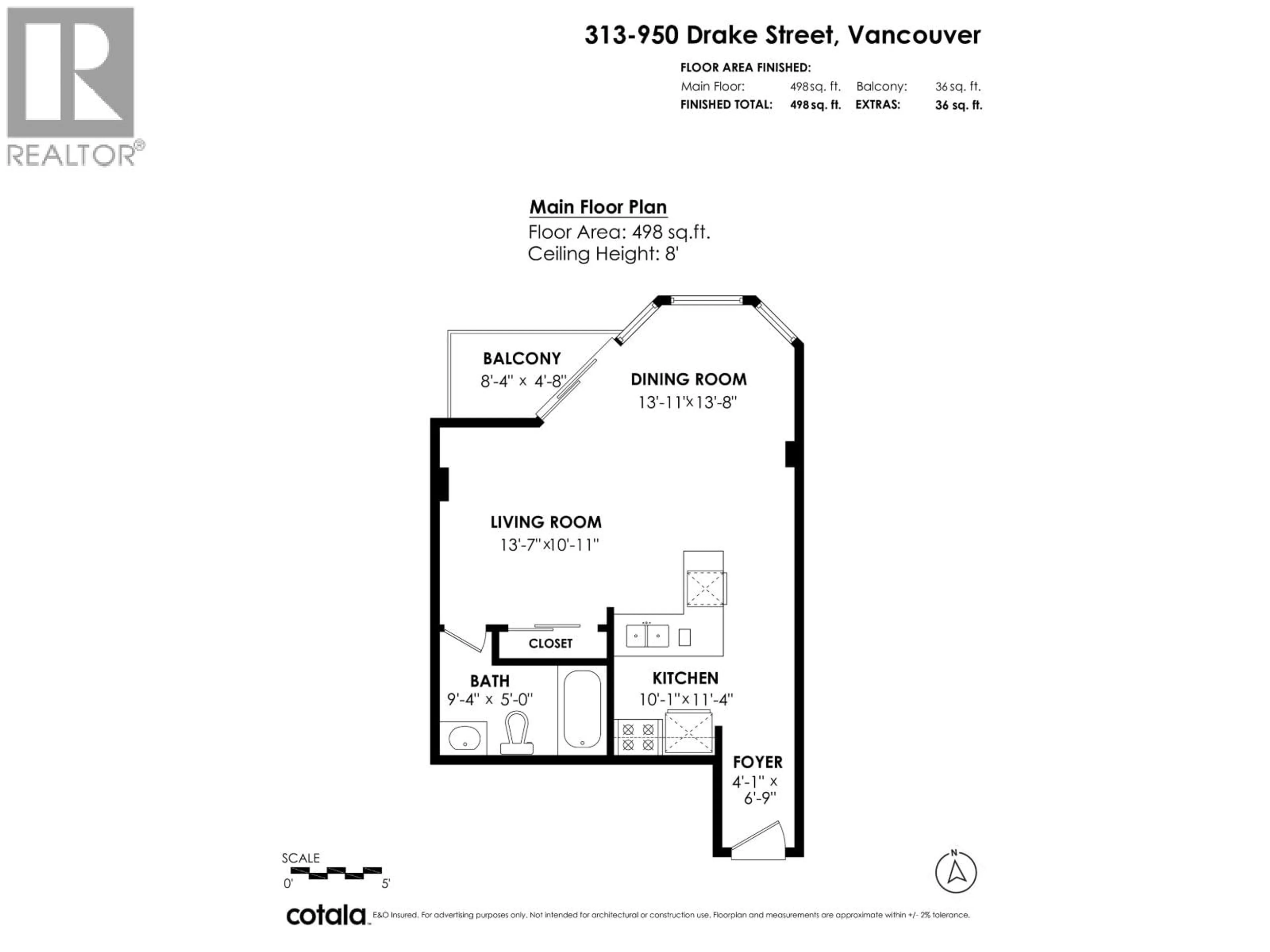 Floor plan for 313 - 950 DRAKE STREET, Vancouver British Columbia V6Z2B9