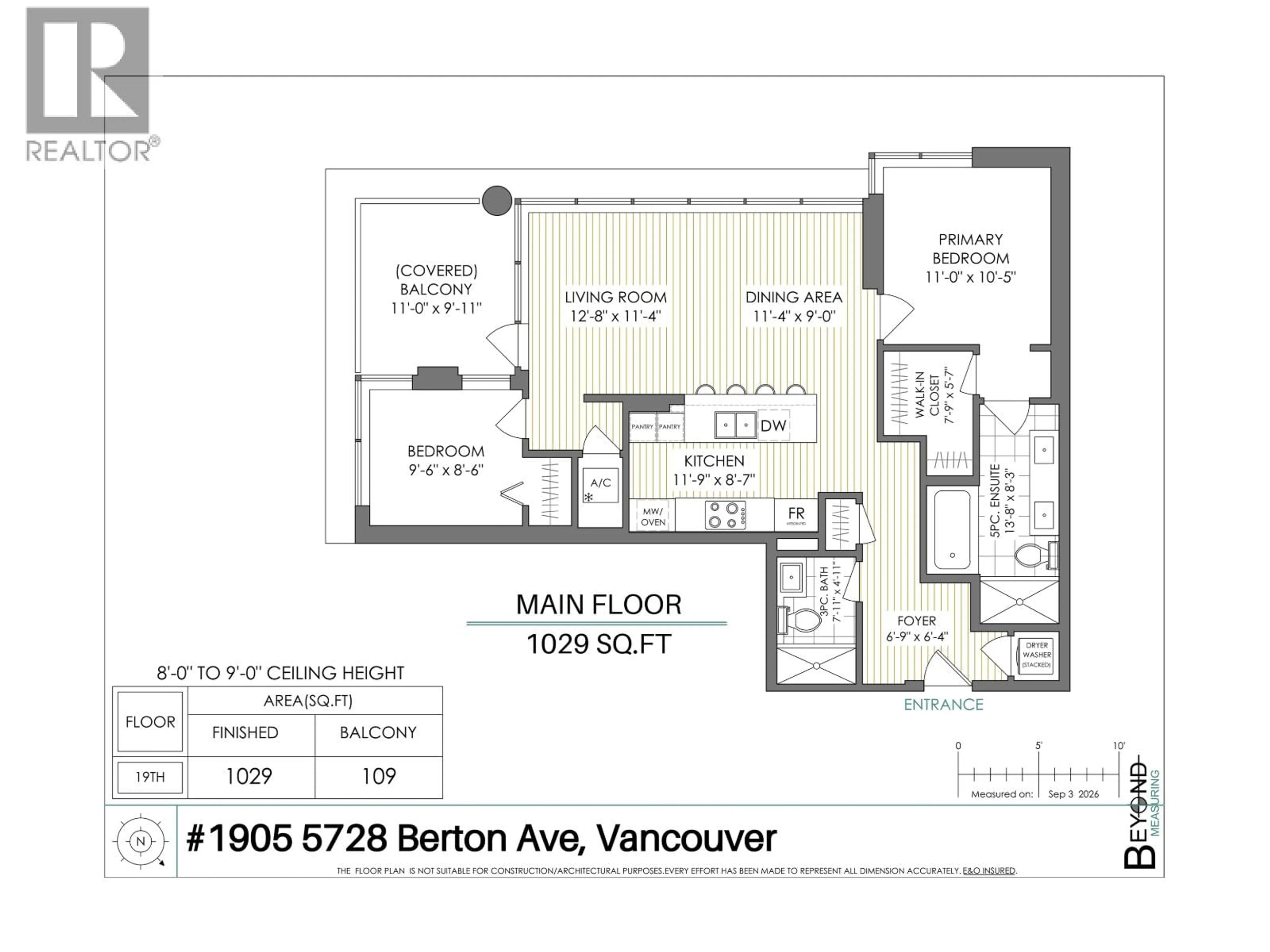 Floor plan for 1905 - 5728 BERTON AVENUE, Vancouver British Columbia V6S0E5