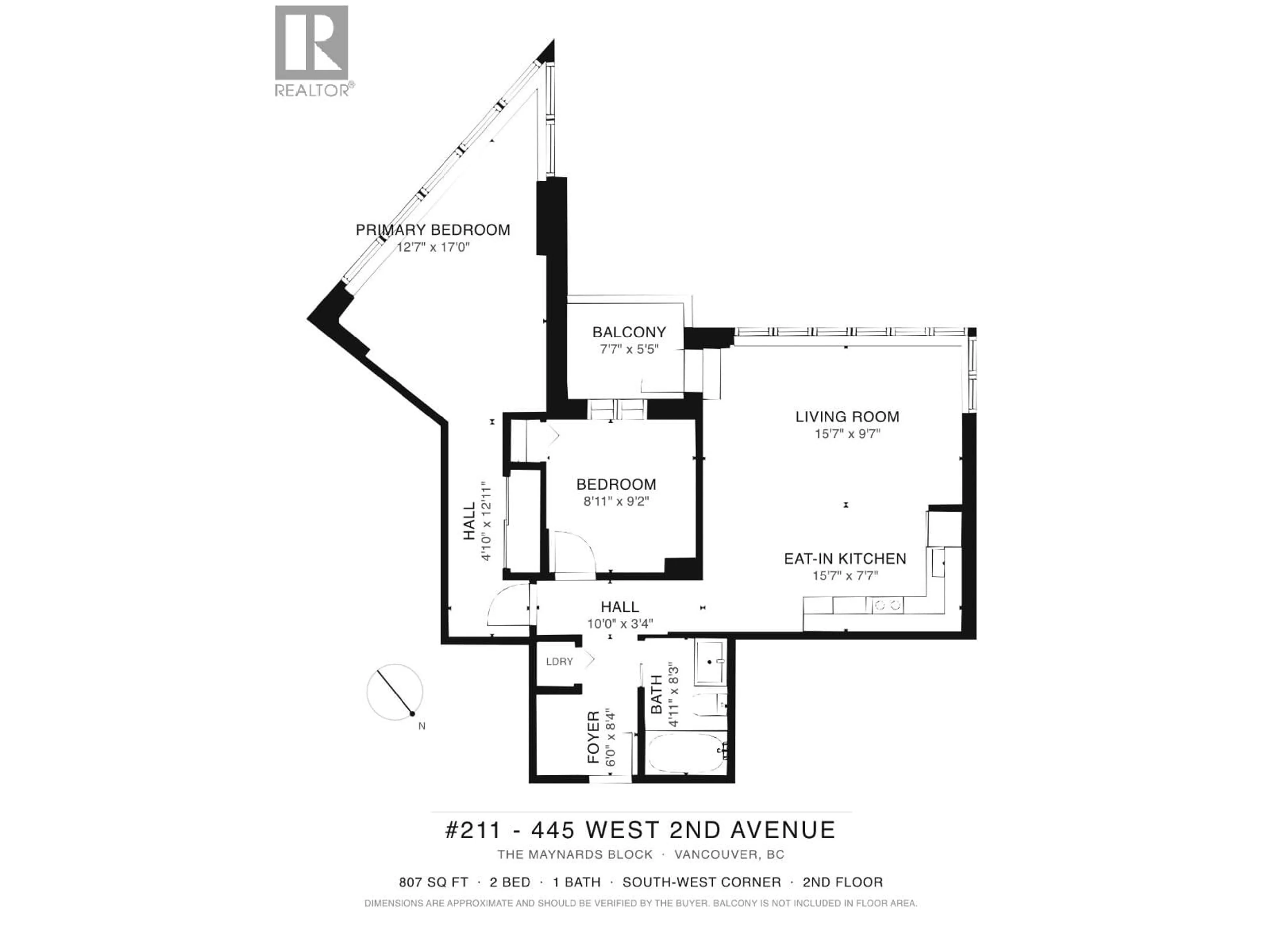Floor plan for 211 - 445 2ND AVENUE, Vancouver British Columbia V5Y0E8