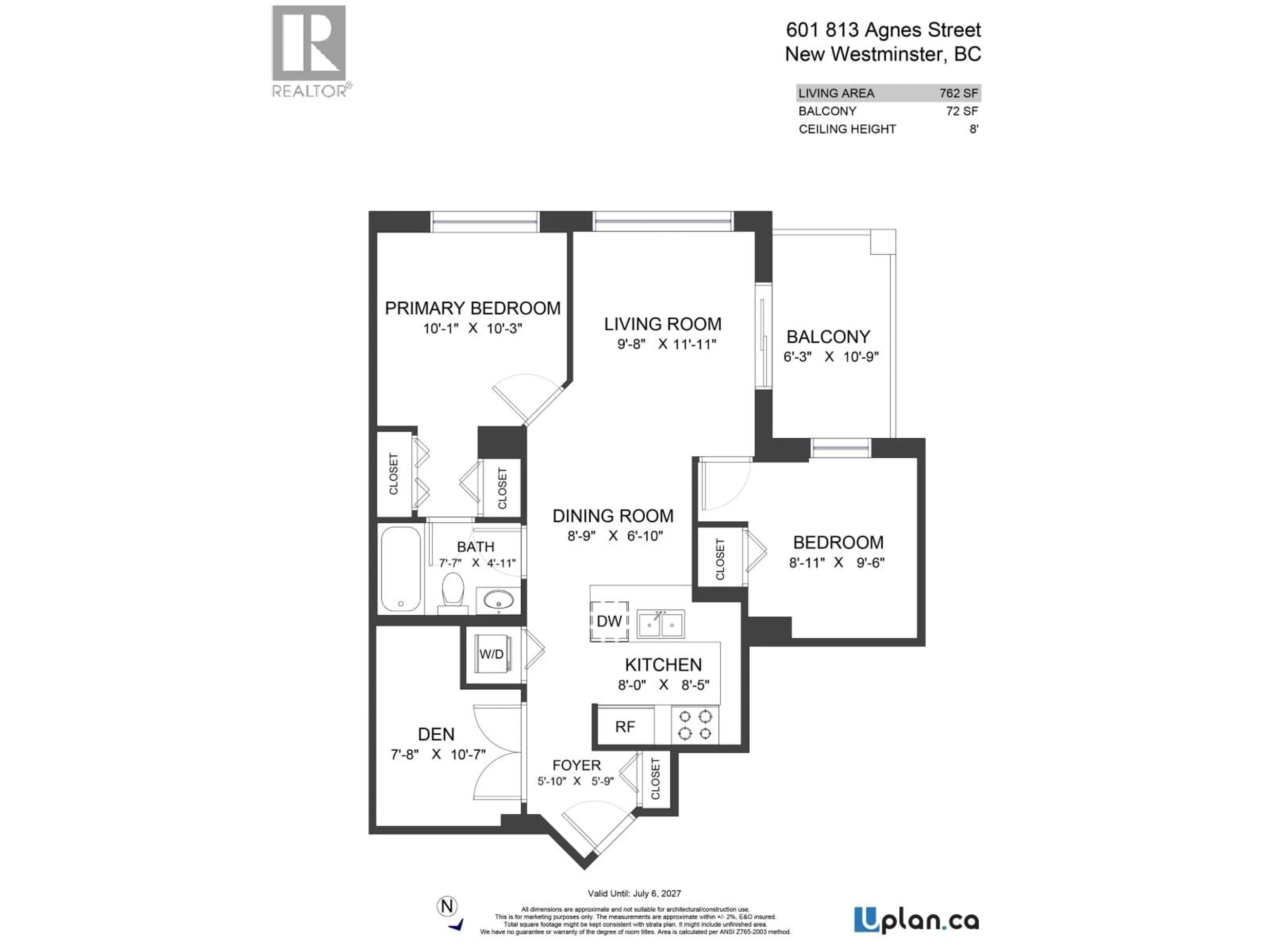 Floor plan for 601 - 813 AGNES STREET, New Westminster British Columbia V3M0A9