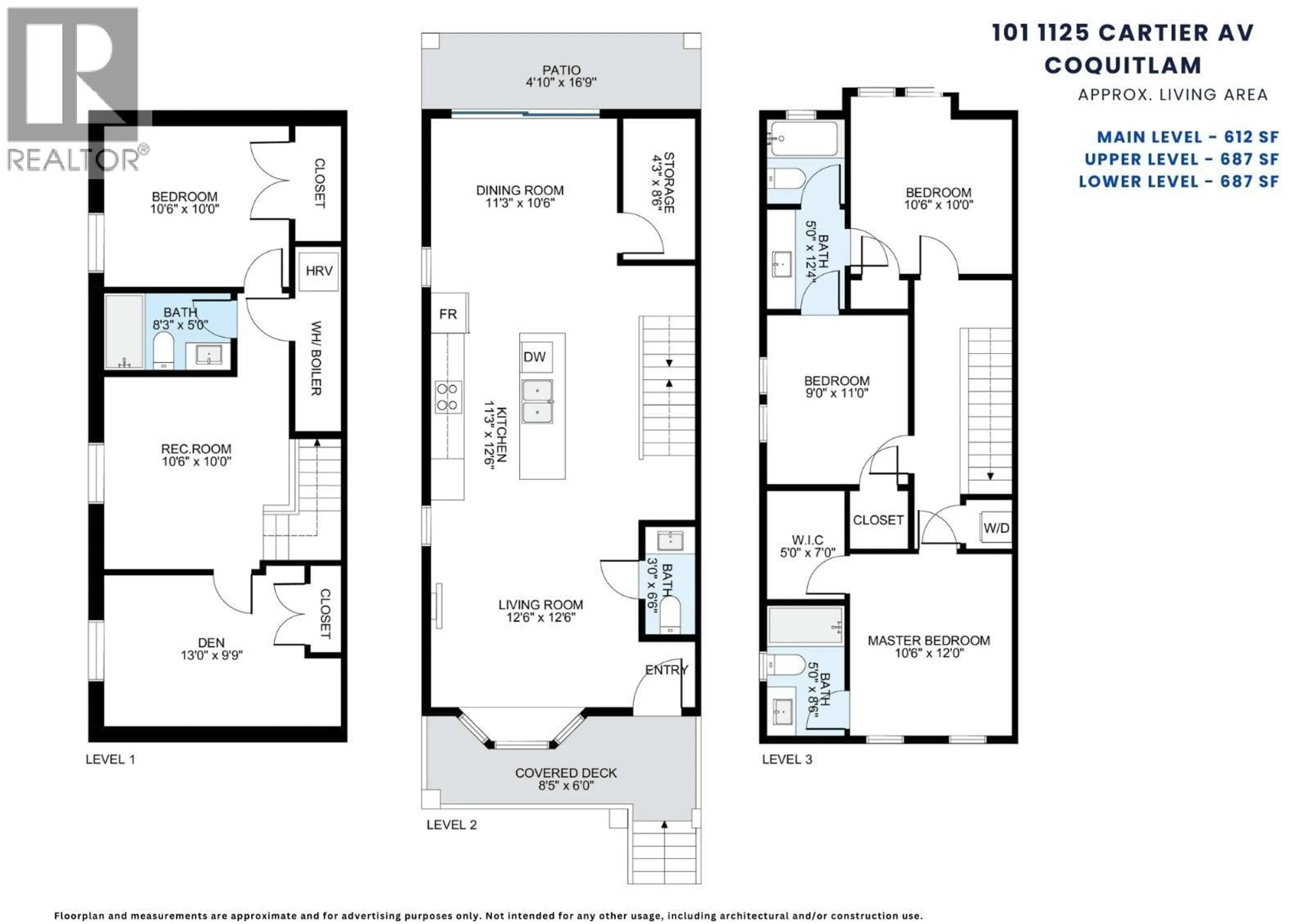 Floor plan for 102 - 1125 CARTIER AVENUE, Coquitlam British Columbia V3K2C1