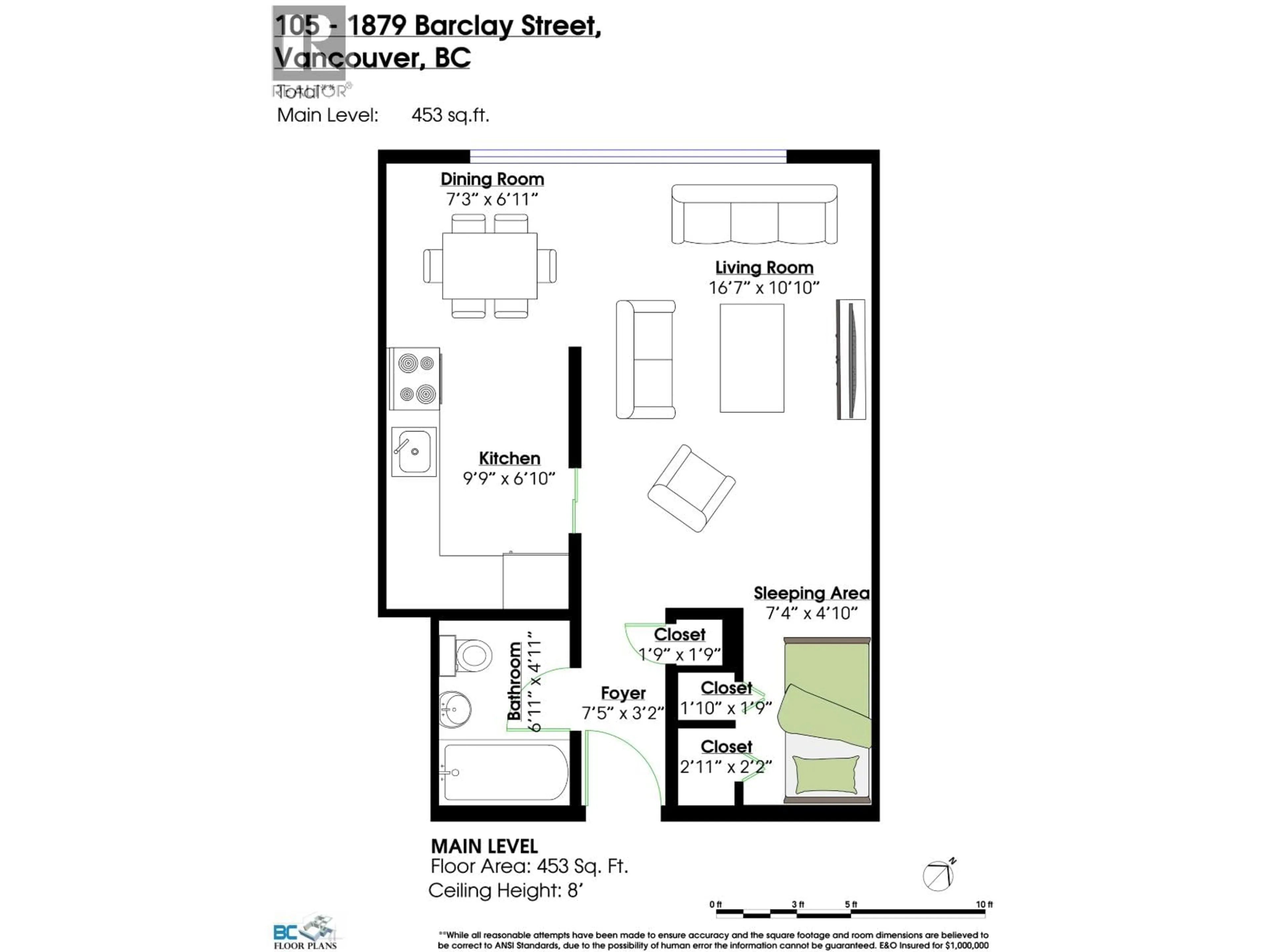 Floor plan for 105 - 1879 BARCLAY STREET, Vancouver British Columbia V6G1K7