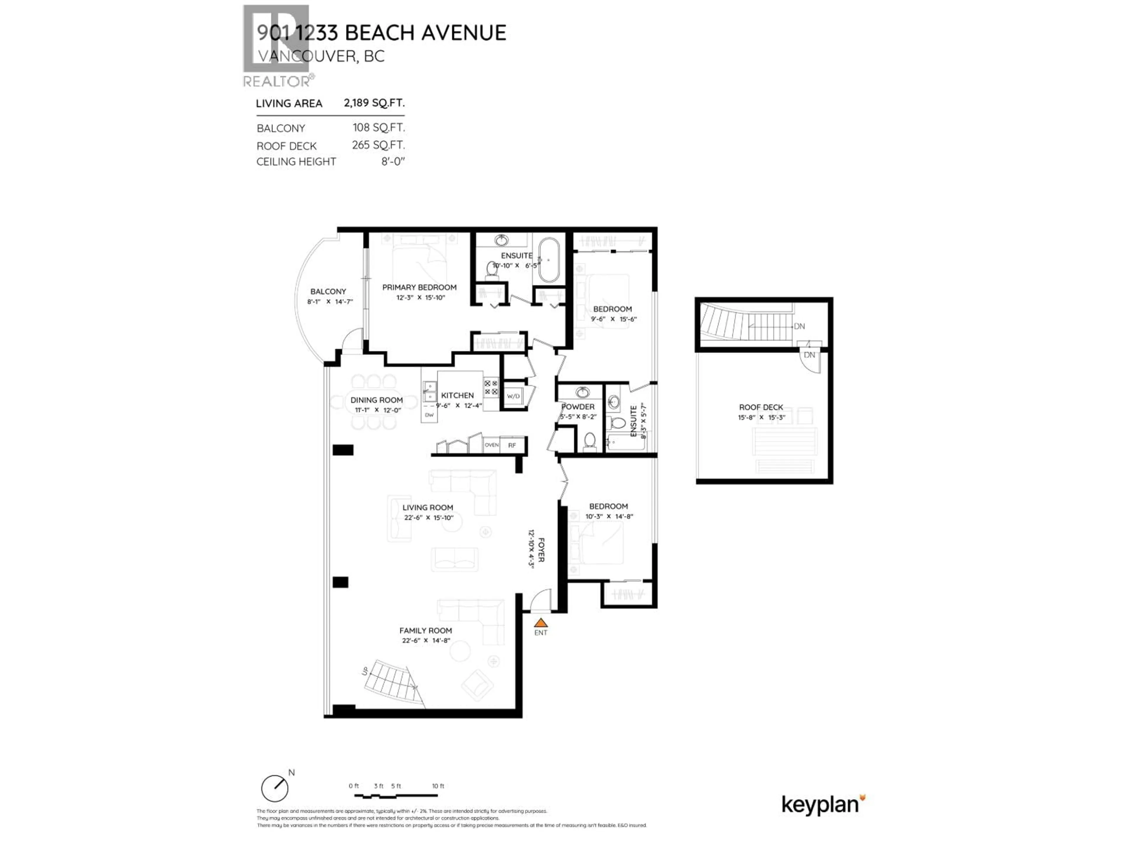Floor plan for 901 - 1233 BEACH AVENUE, Vancouver British Columbia V6E1V4