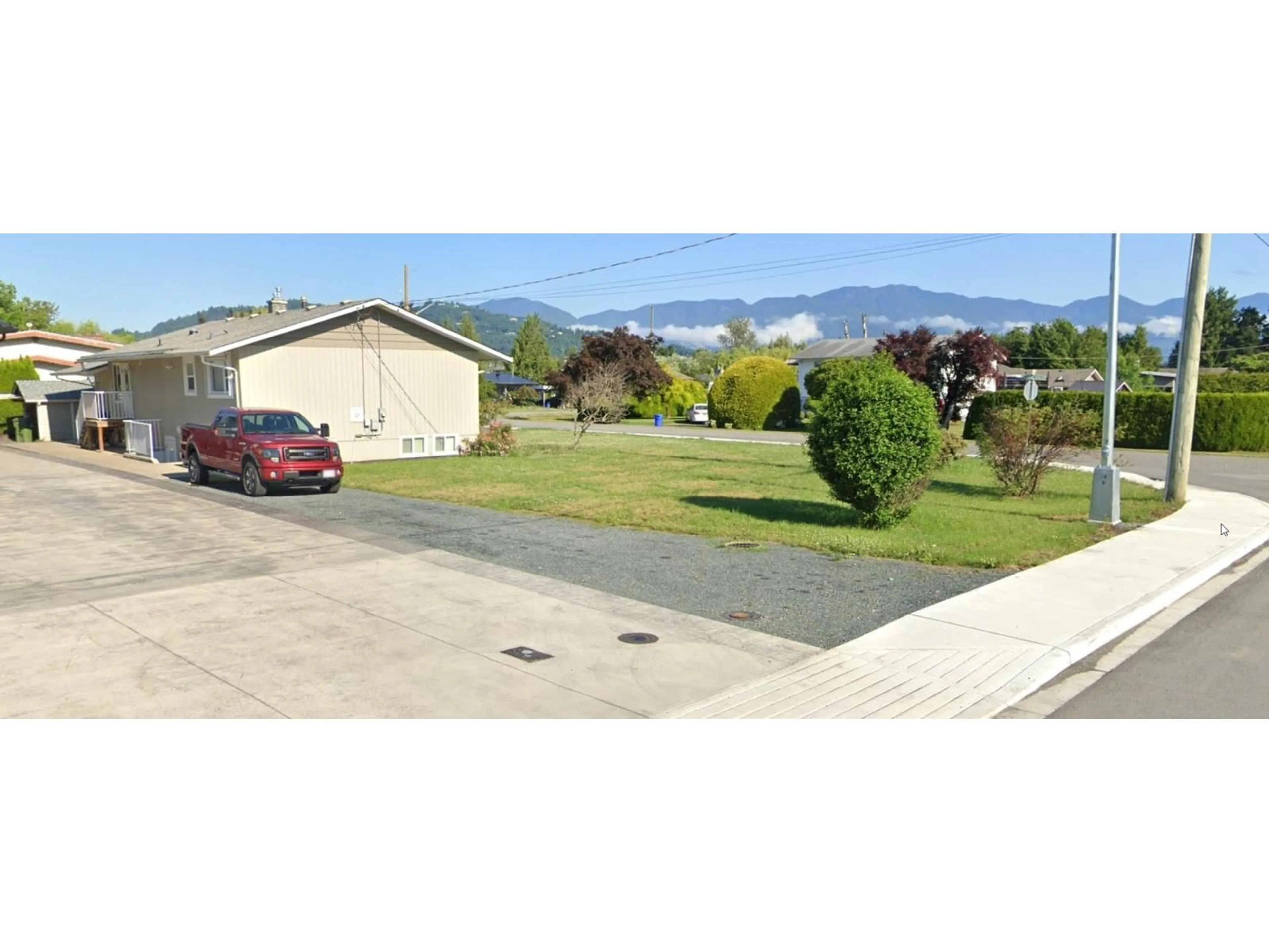 A pic from outside/outdoor area/front of a property/back of a property/a pic from drone, mountain view for 7407 CRESTWOOD DRIVE, Chilliwack British Columbia V2R1K2