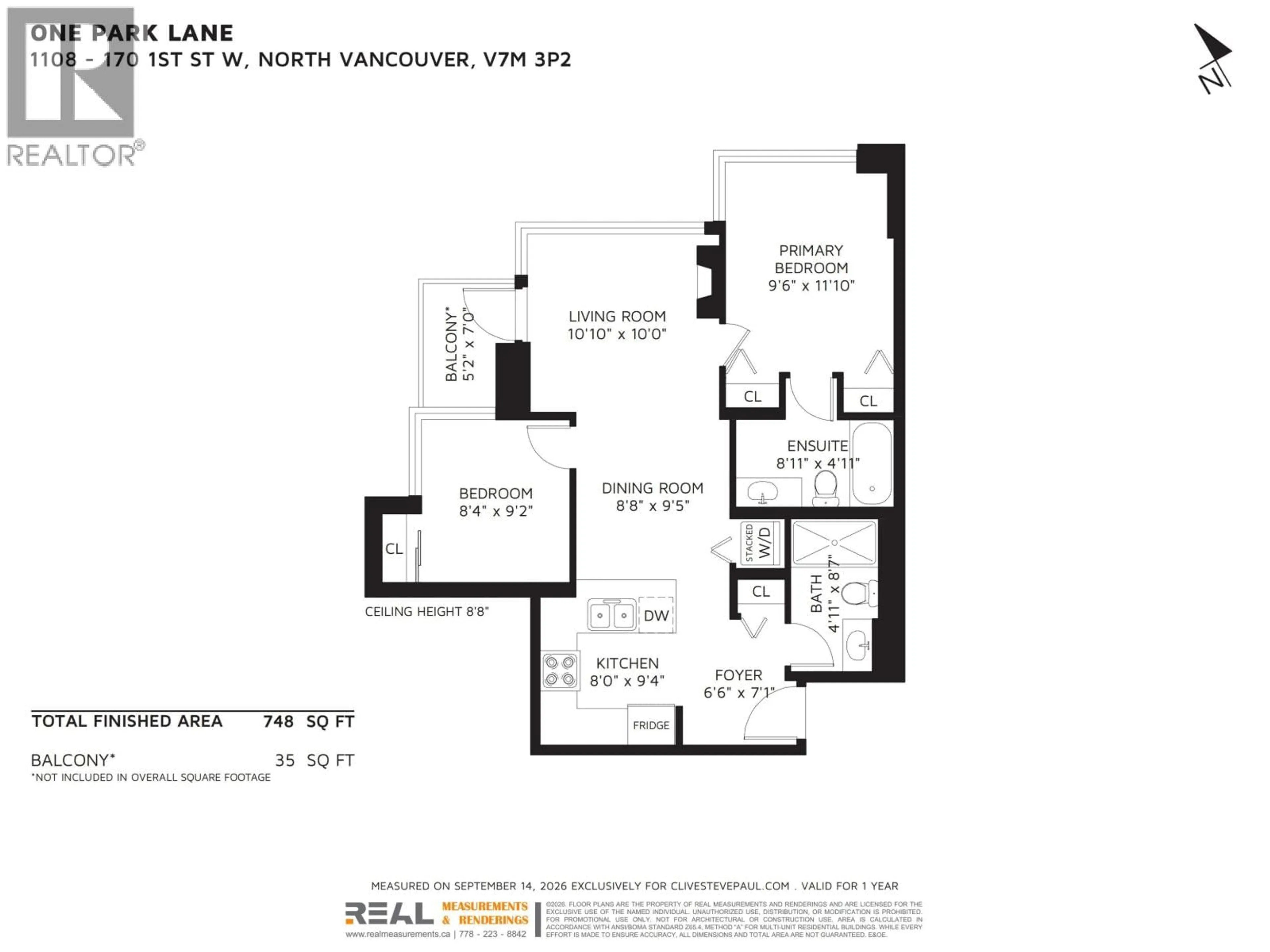 Floor plan for 1108 - 170 1ST STREET, North Vancouver British Columbia V7M3P2