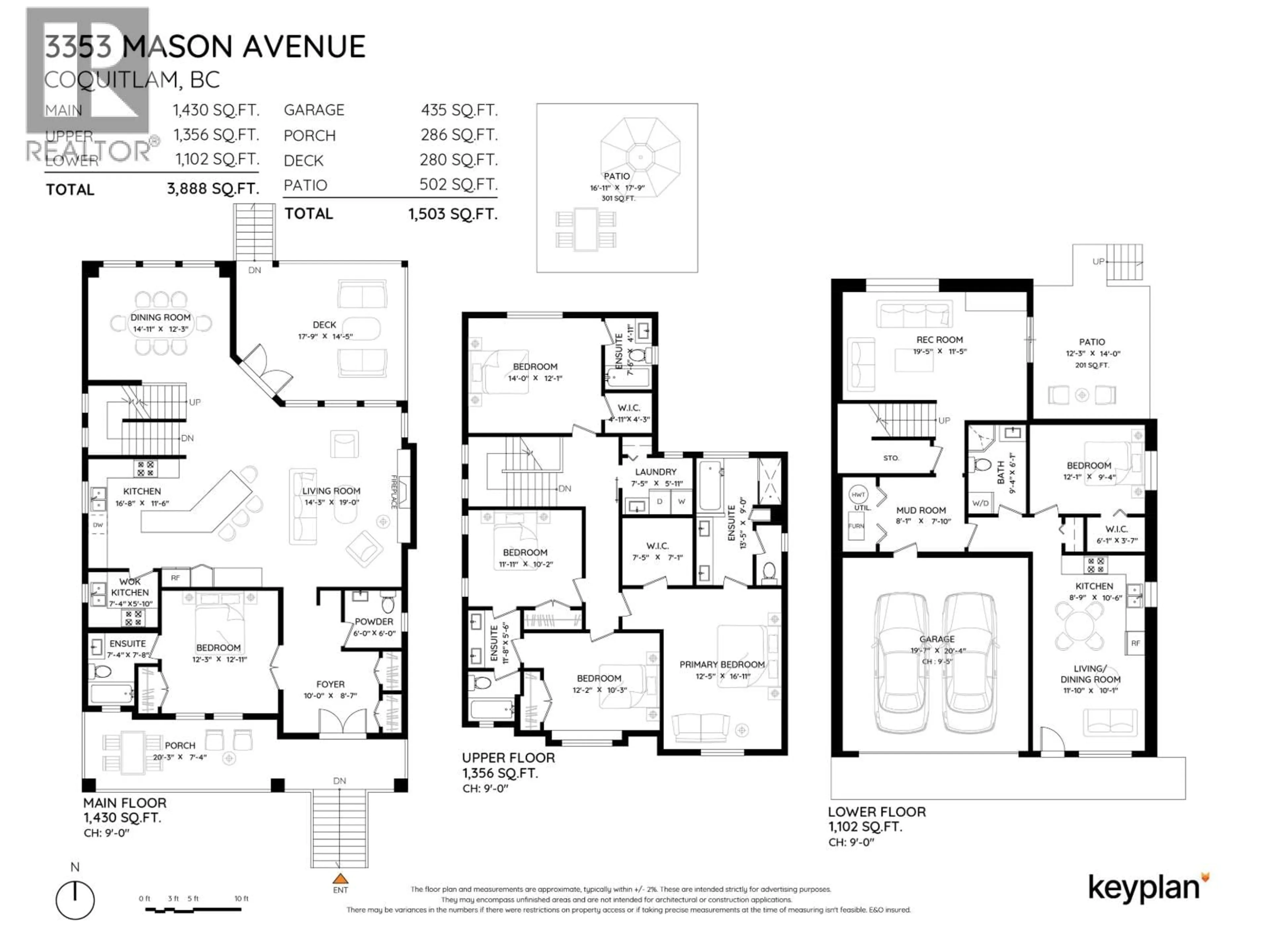 Floor plan for 3353 MASON AVENUE, Coquitlam British Columbia V3B7M9