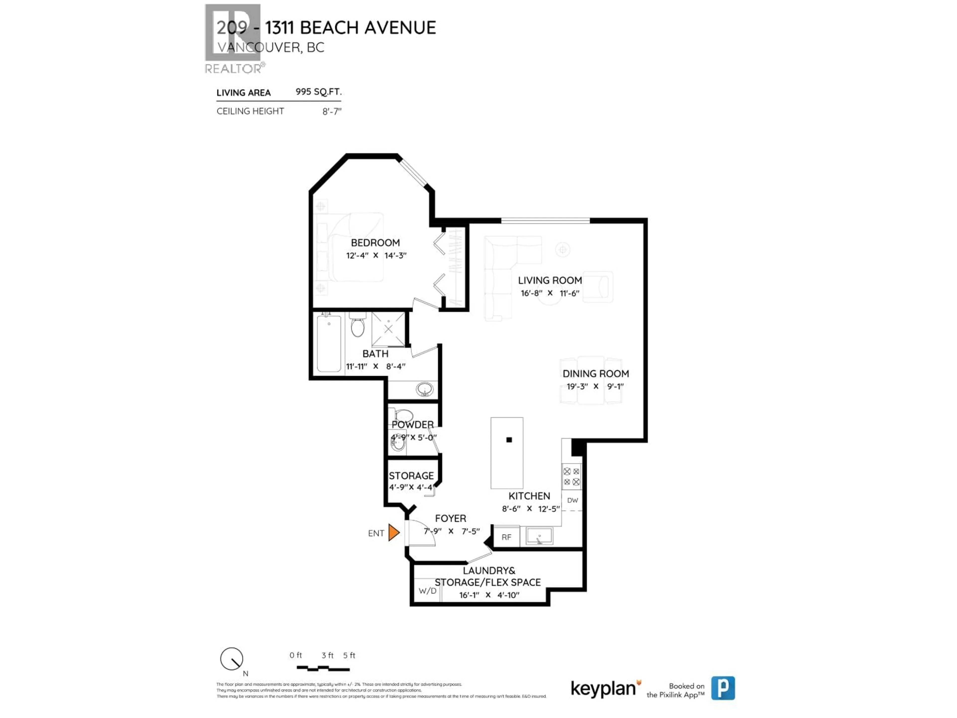 Floor plan for 209 - 1311 BEACH AVENUE, Vancouver British Columbia V6E1V6