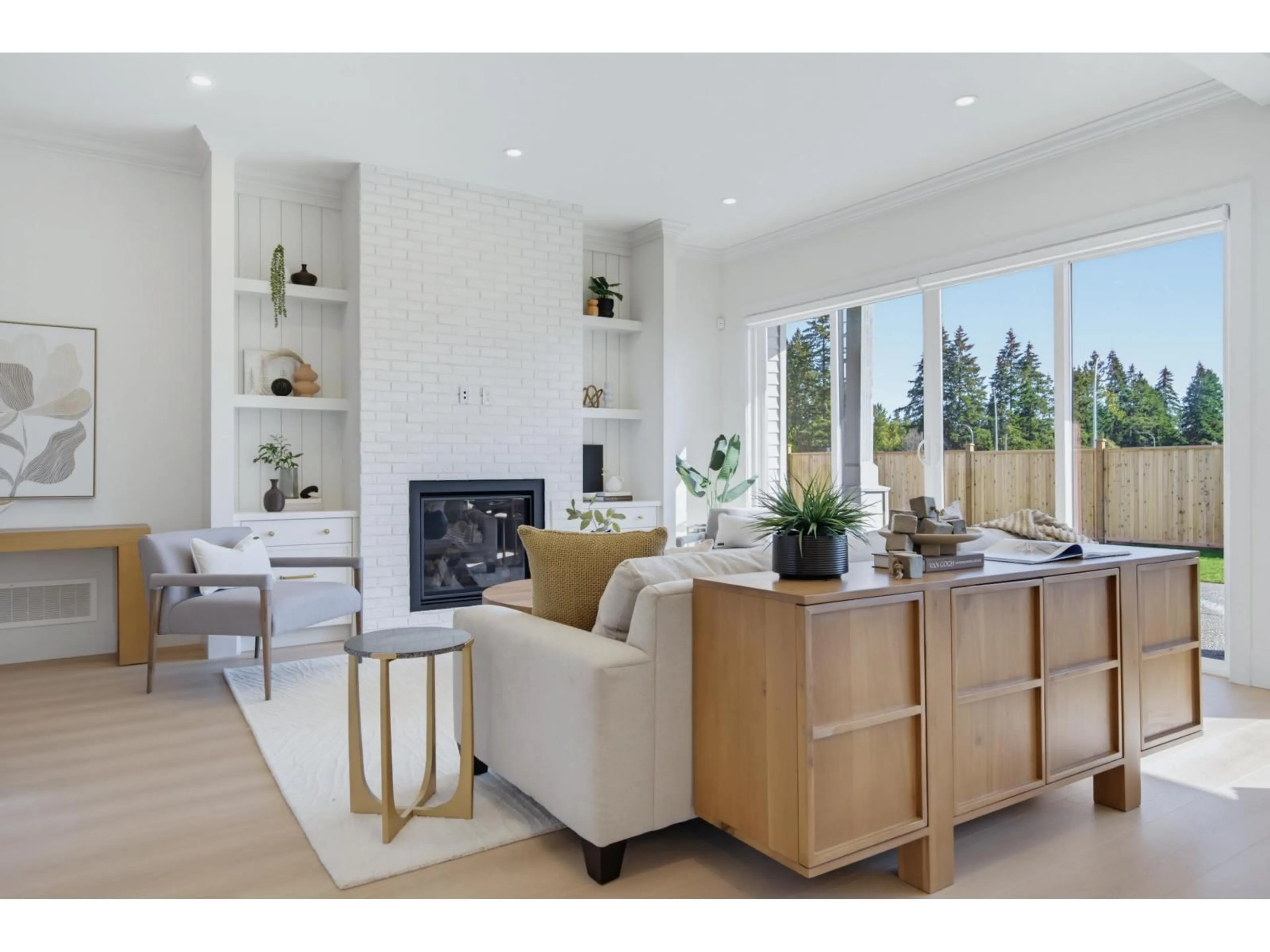 Living room with furniture, wood/laminate floor for 3558 204 STREET, Langley British Columbia V3A4Y2
