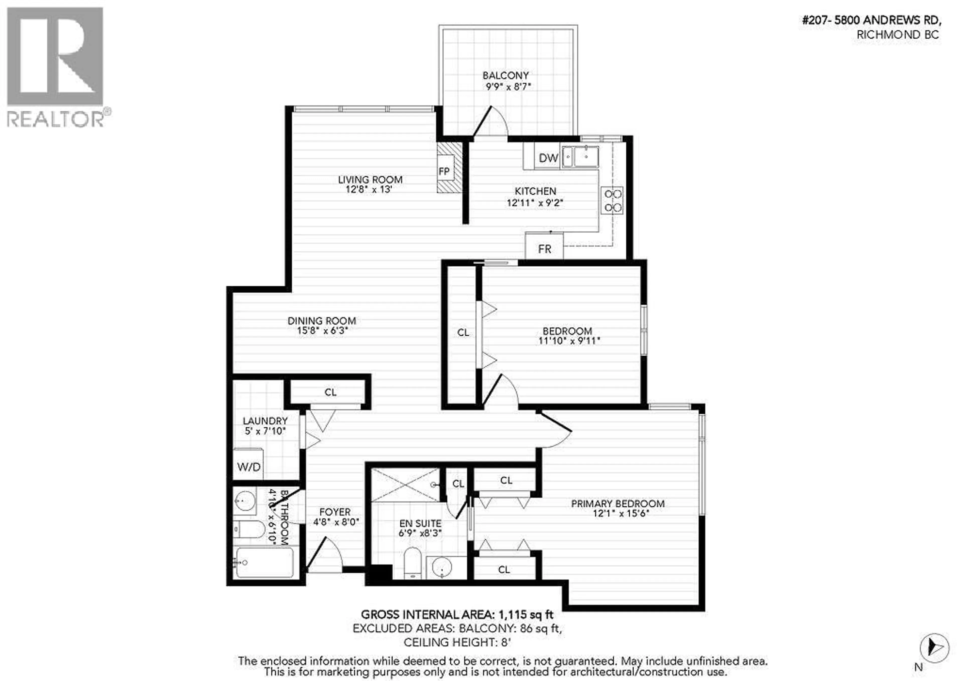 Floor plan for 207 - 5800 ANDREWS ROAD, Richmond British Columbia V7E6M2