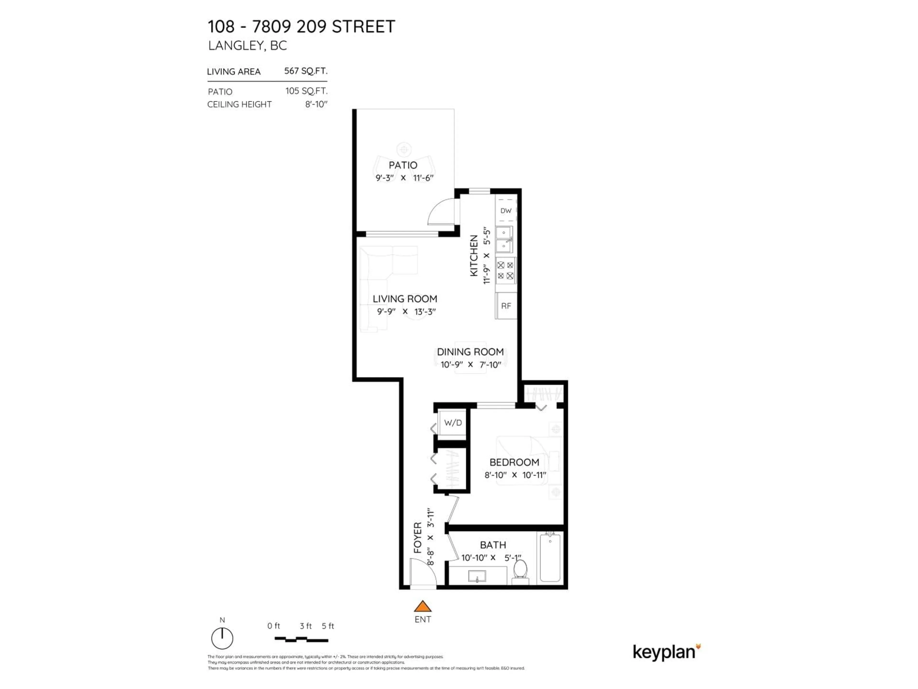 Floor plan for 108 - 7809 209 STREET, Langley British Columbia V2Y3N6