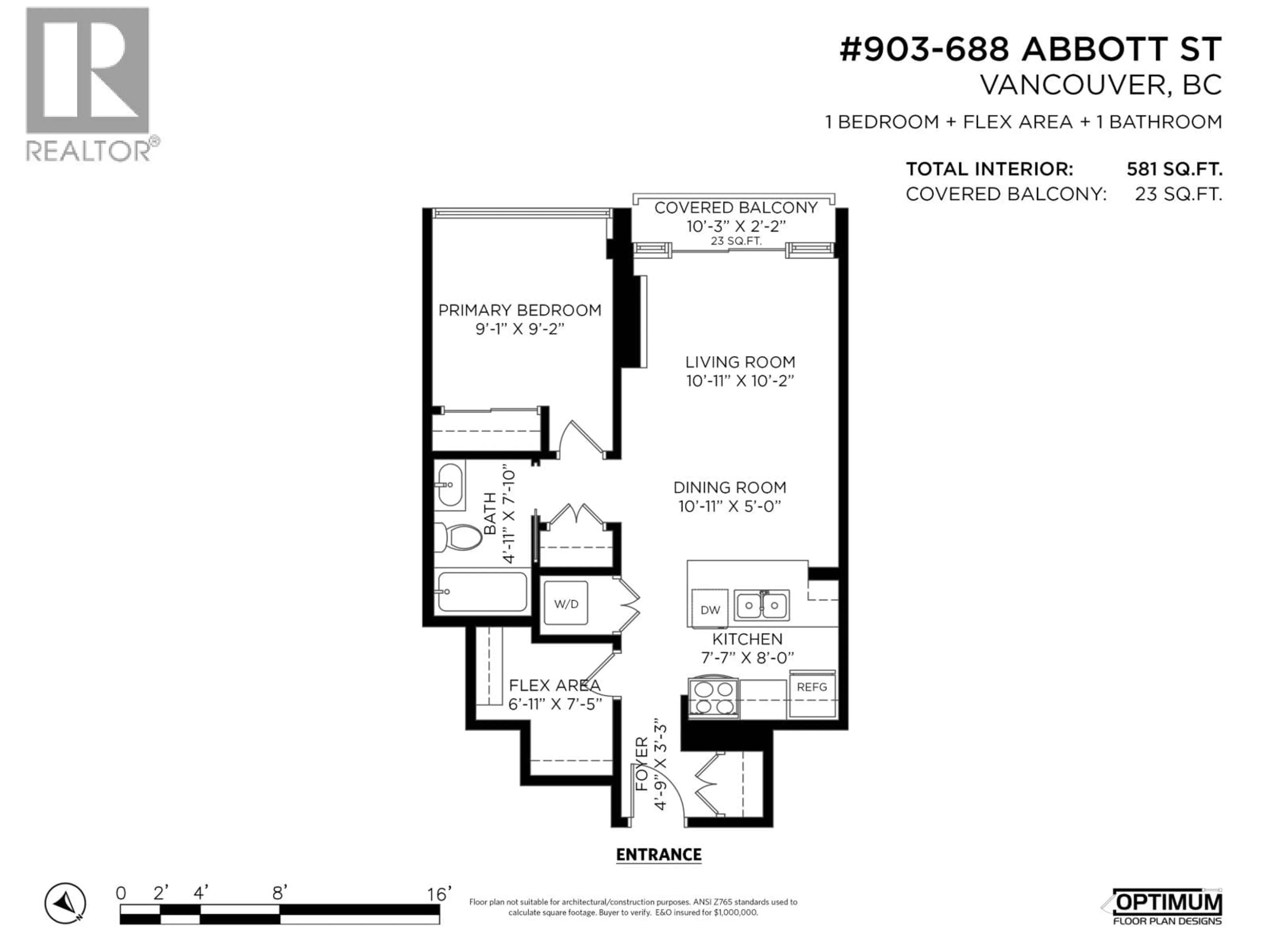 Floor plan for 903 - 688 ABBOTT STREET, Vancouver British Columbia V6B0B9