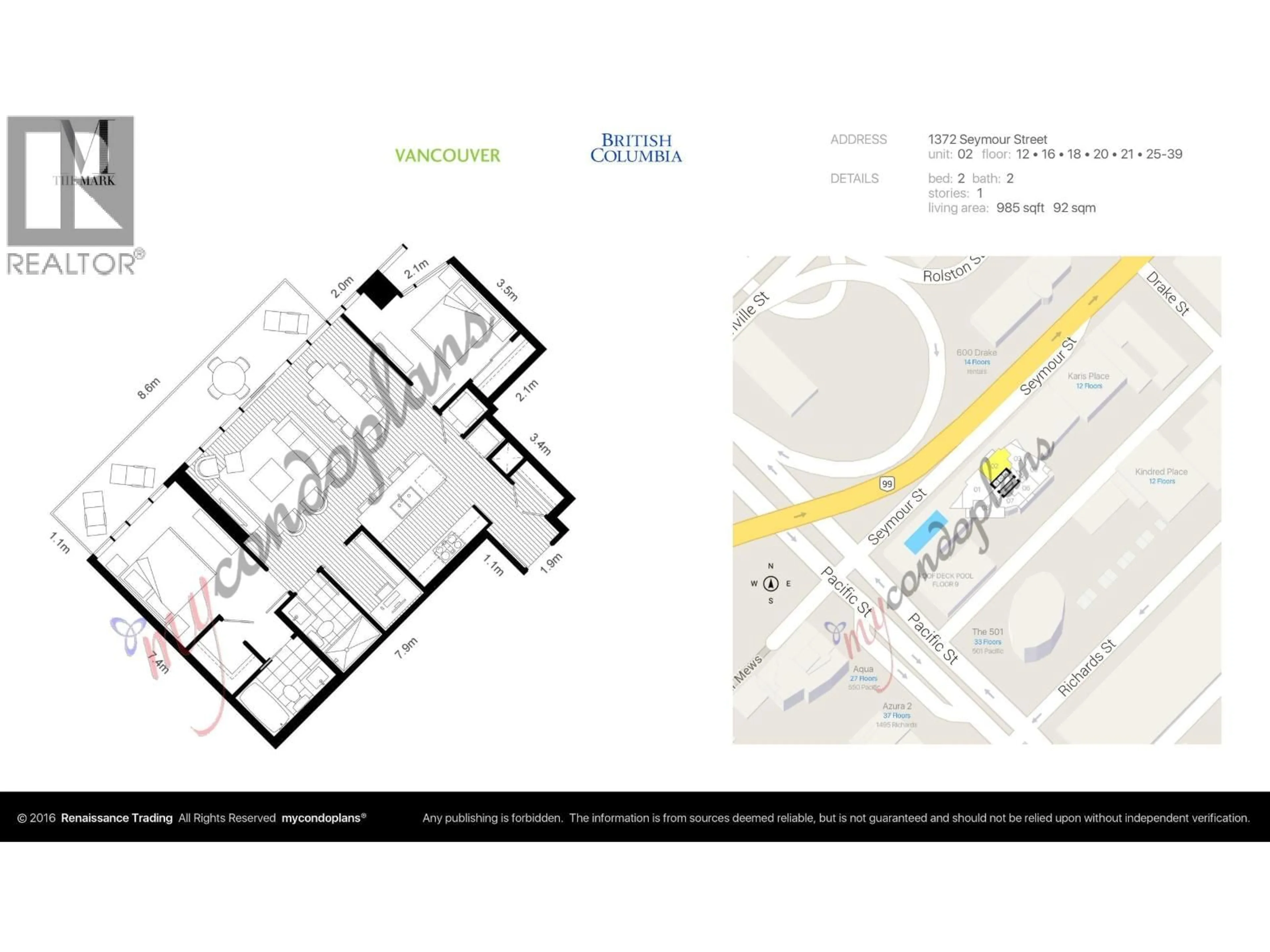 Floor plan for 2602 - 1372 SEYMOUR STREET, Vancouver British Columbia V6B0L1