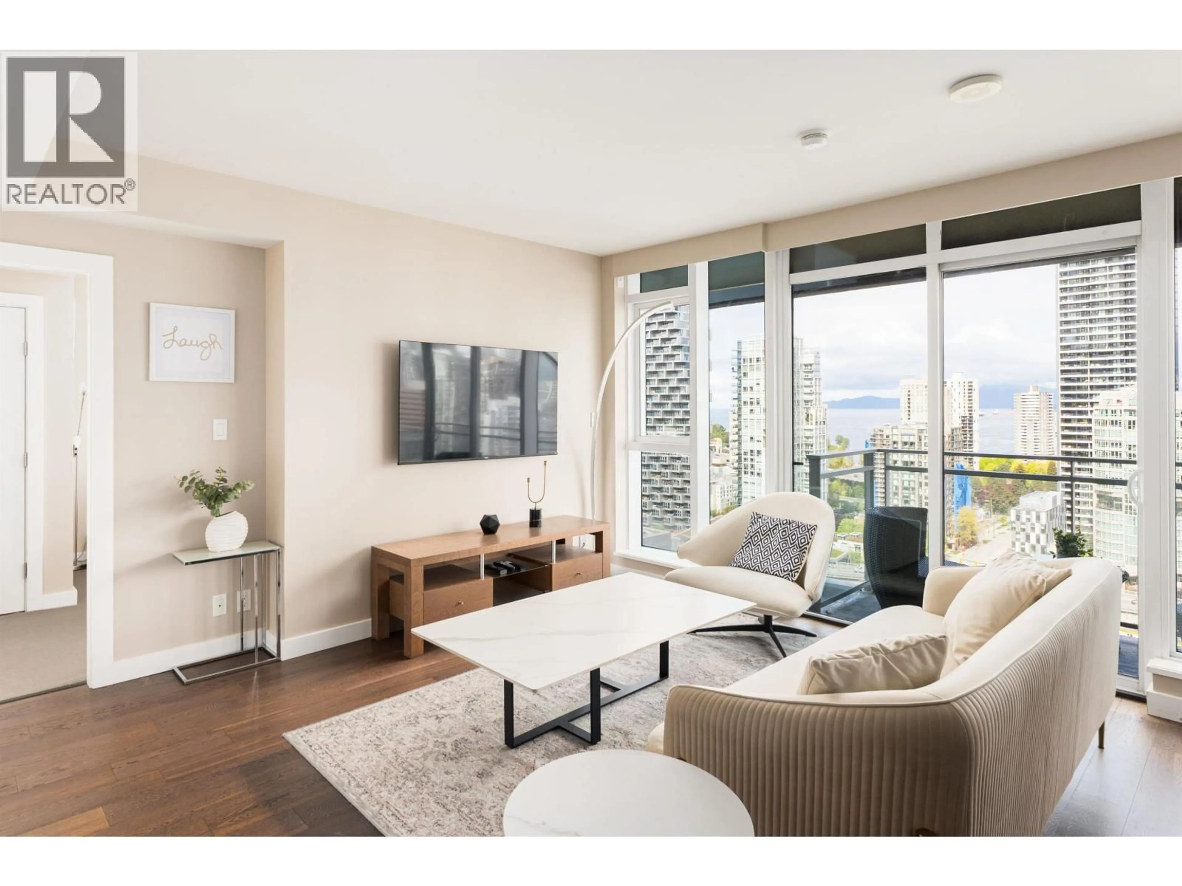 Living room with furniture, wood/laminate floor for 2602 - 1372 SEYMOUR STREET, Vancouver British Columbia V6B0L1