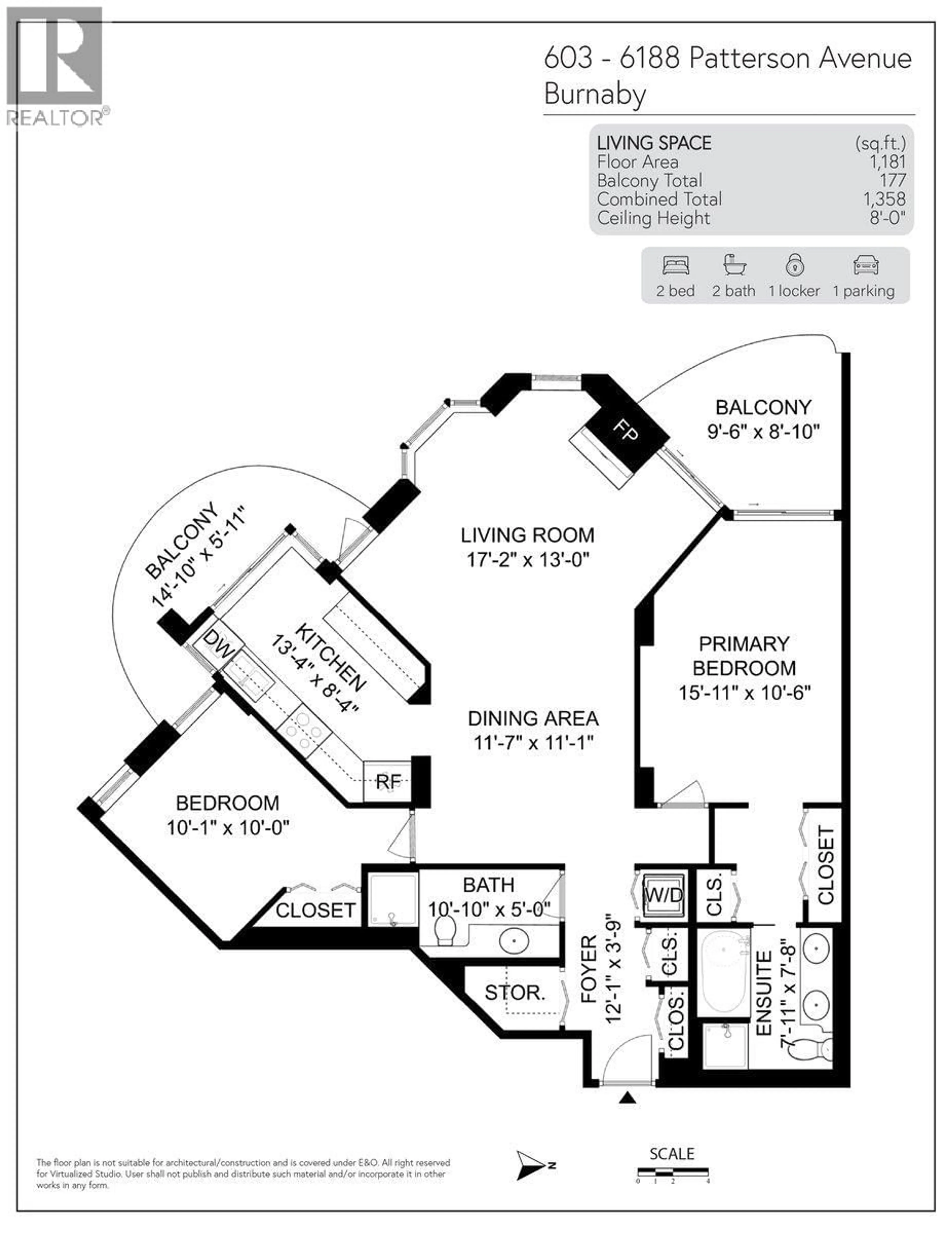 Floor plan for 603 - 6188 PATTERSON AVENUE, Burnaby British Columbia V5H2N1