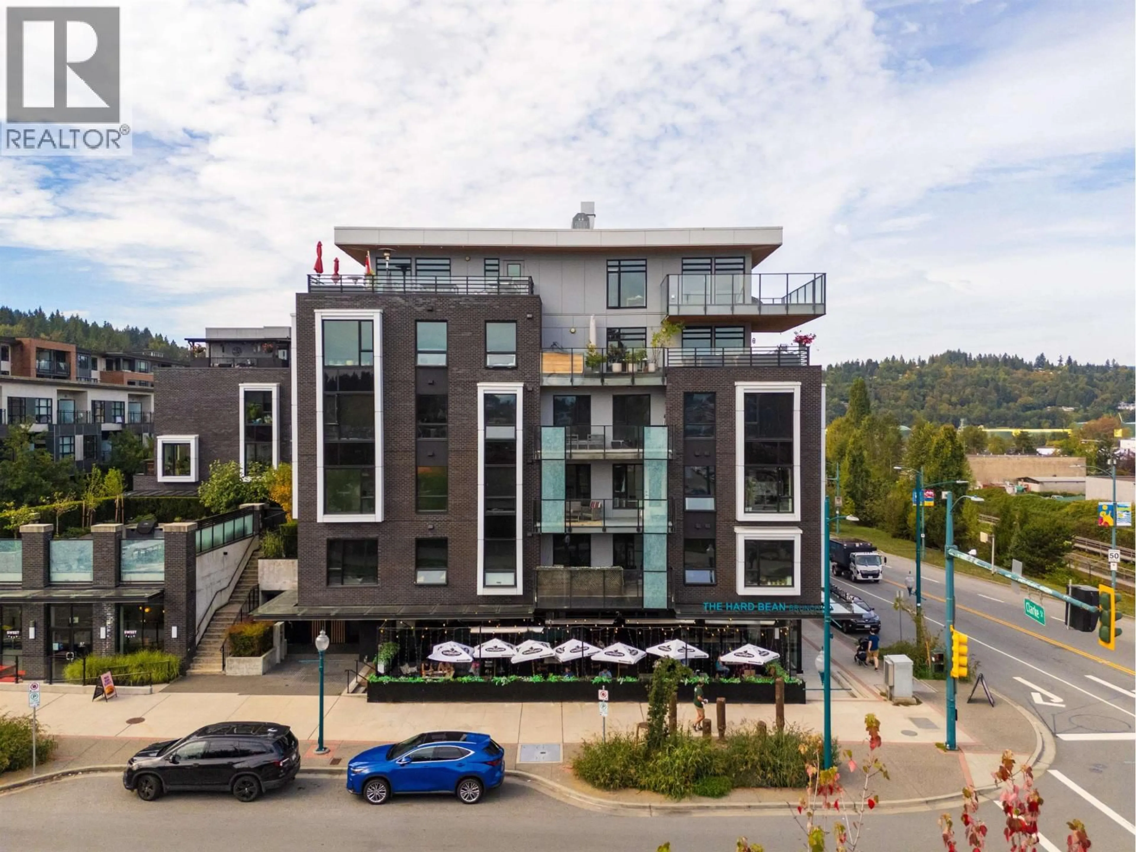 A pic from outside/outdoor area/front of a property/back of a property/a pic from drone, building for 506 - 83 MOODY STREET, Port Moody British Columbia V3H0K7